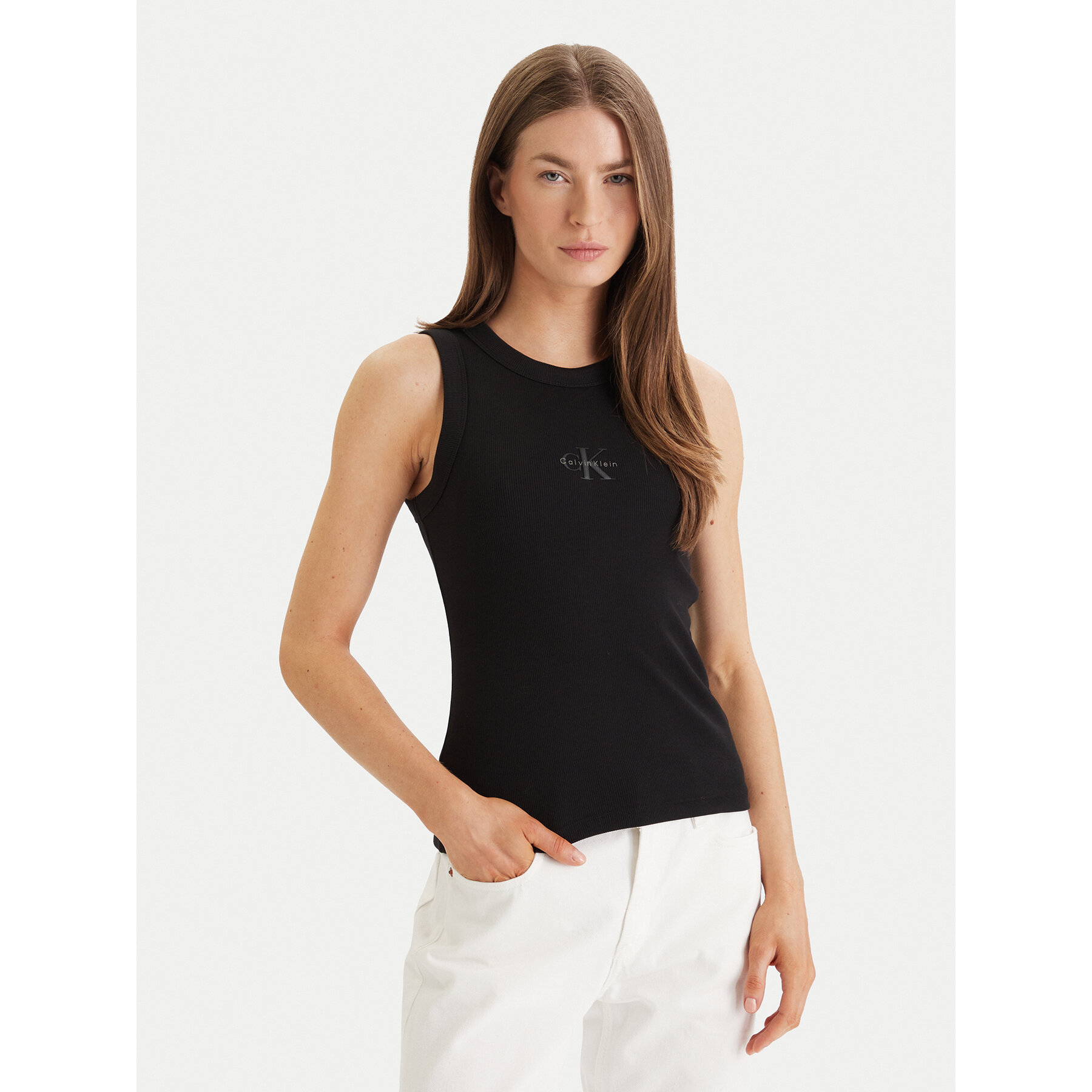 Calvin Klein Jeans Top LV047E200G Czarny Slim Fit