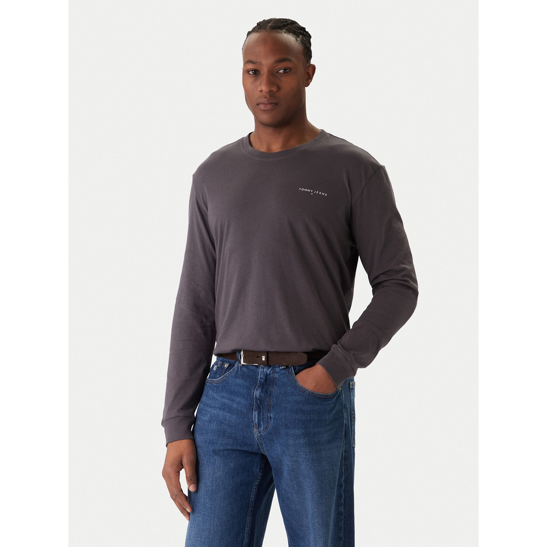 Tommy Jeans Longsleeve Chest Linear DM0DM21594 Szary ciemny Regular Fit