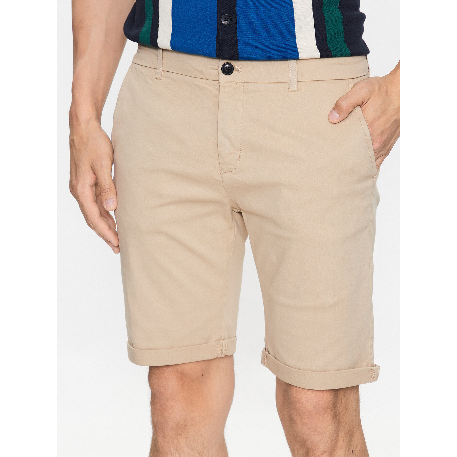 Lindbergh Szorty materiałowe 30-505044 Beżowy Slim Fit