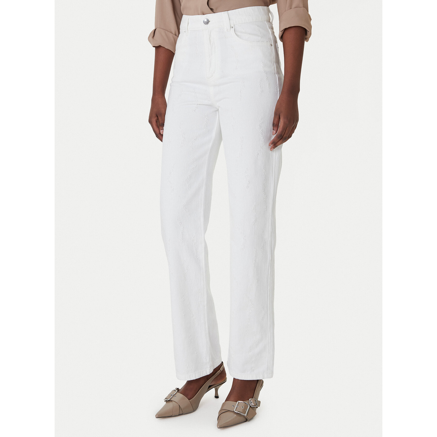 Marella Jeansy 2613181024 Biały Wide Leg