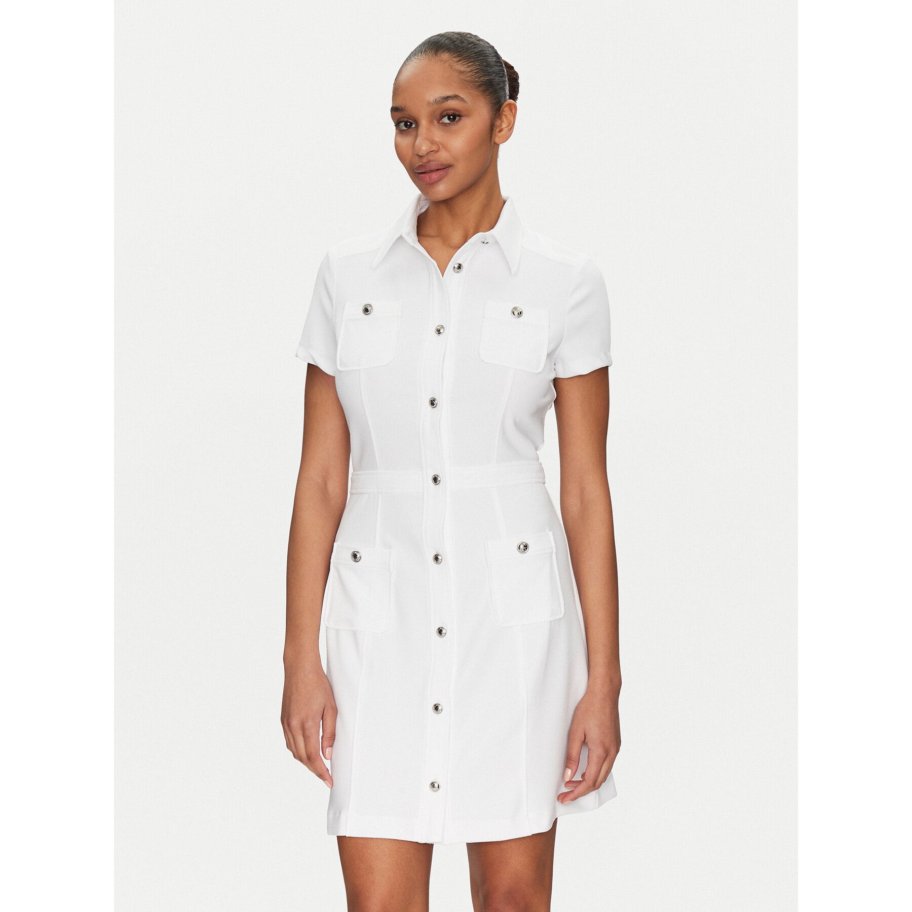 Guess Sukienka koszulowa W5GK70 KCBO2 Biały Regular Fit