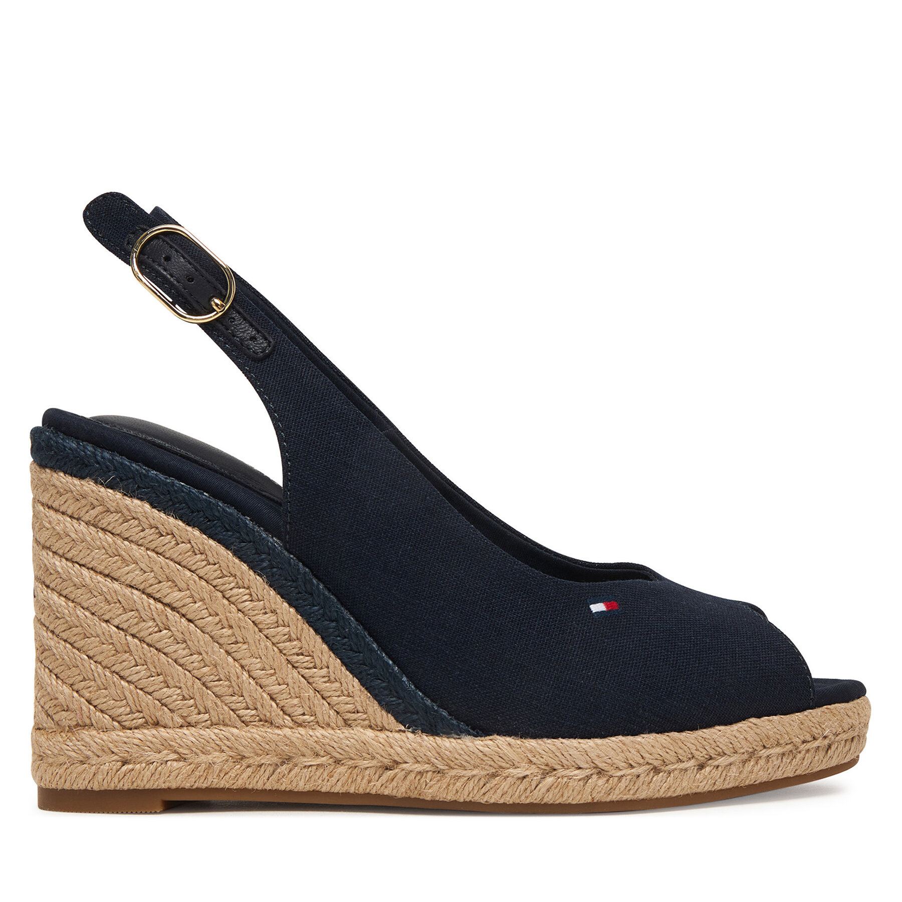 Tommy Hilfiger Espadryle Flag High Wedge Espad Slingback FW0FW09343 Granatowy