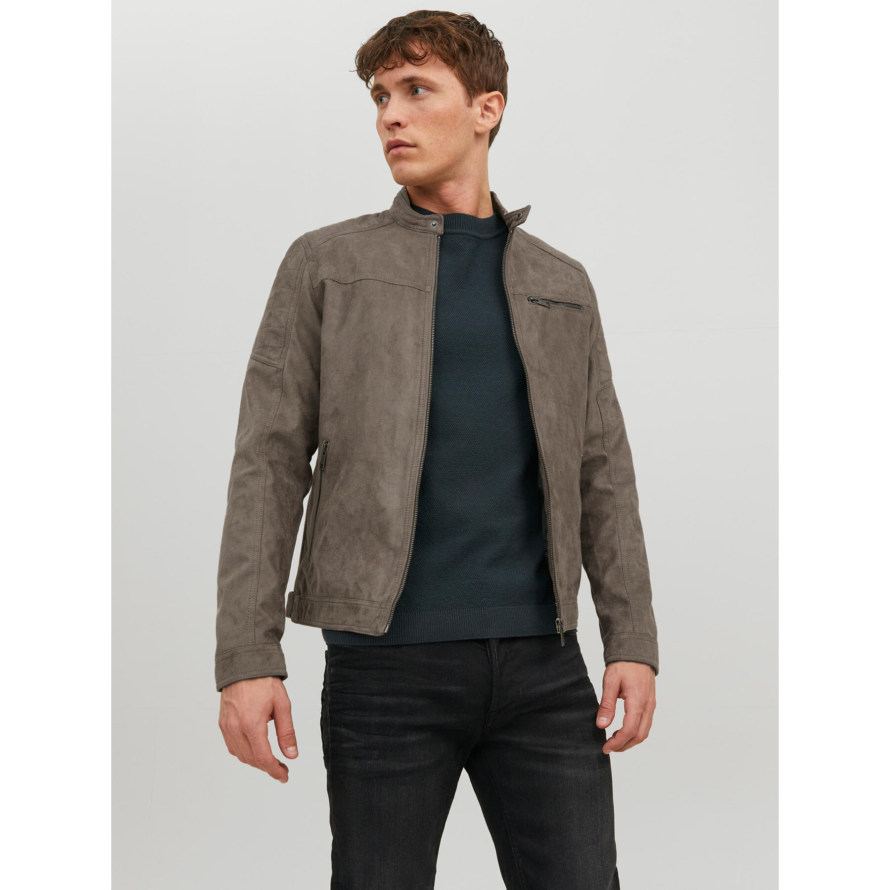 Jack & Jones Kurtka z imitacji skóry Rocky 12147218 Szary Regular Fit