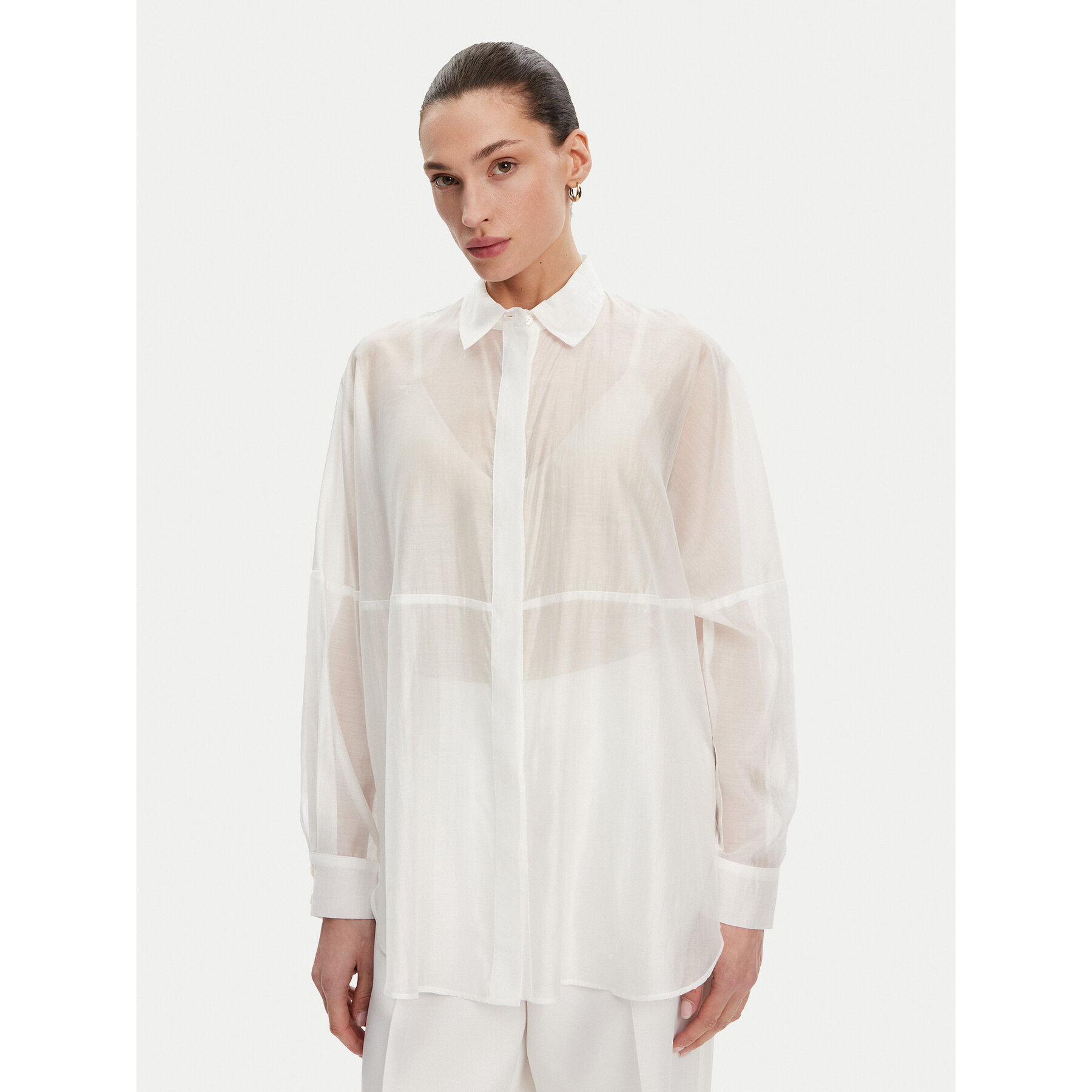 ACCESS FASHION Koszula 53-7068-104 Biały Loose Fit