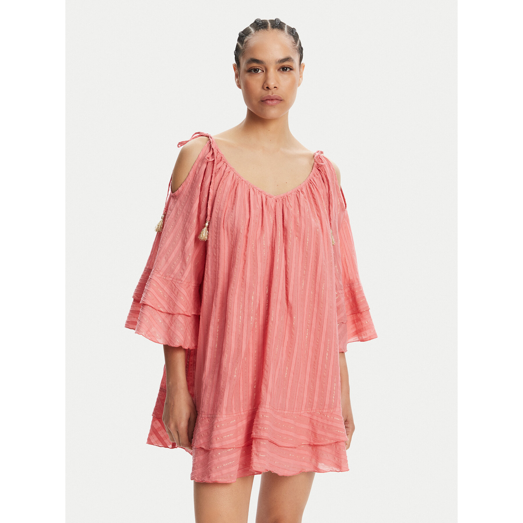 Devotion TWINS Sukienka letnia Amazing 025.357G Koralowy Loose Fit
