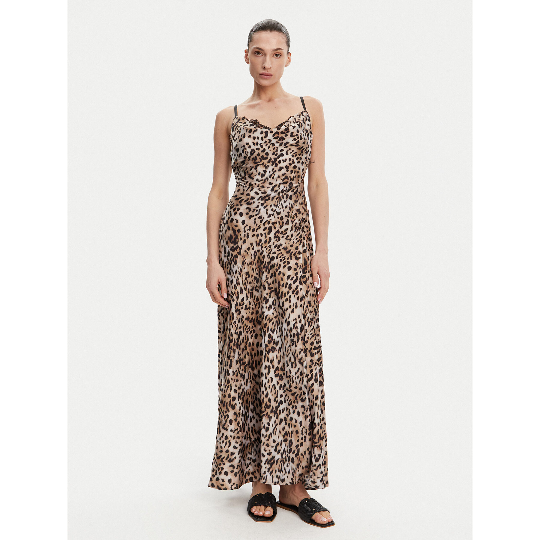 Guess Sukienka wieczorowa W5GT10 WF1T2 Brązowy Slim Fit