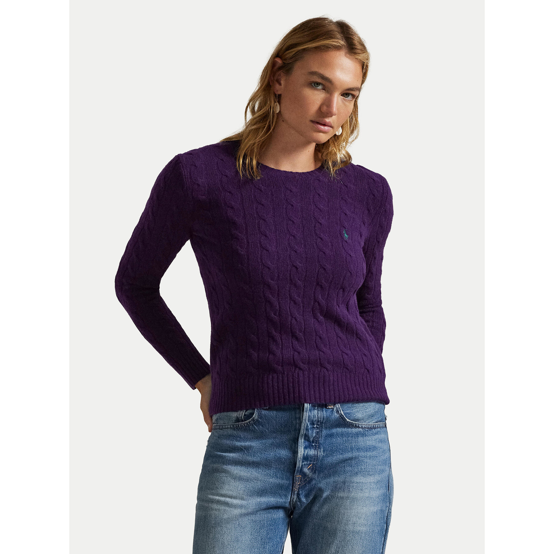 Polo Ralph Lauren Sweter 211971865011 Fioletowy Slim Fit