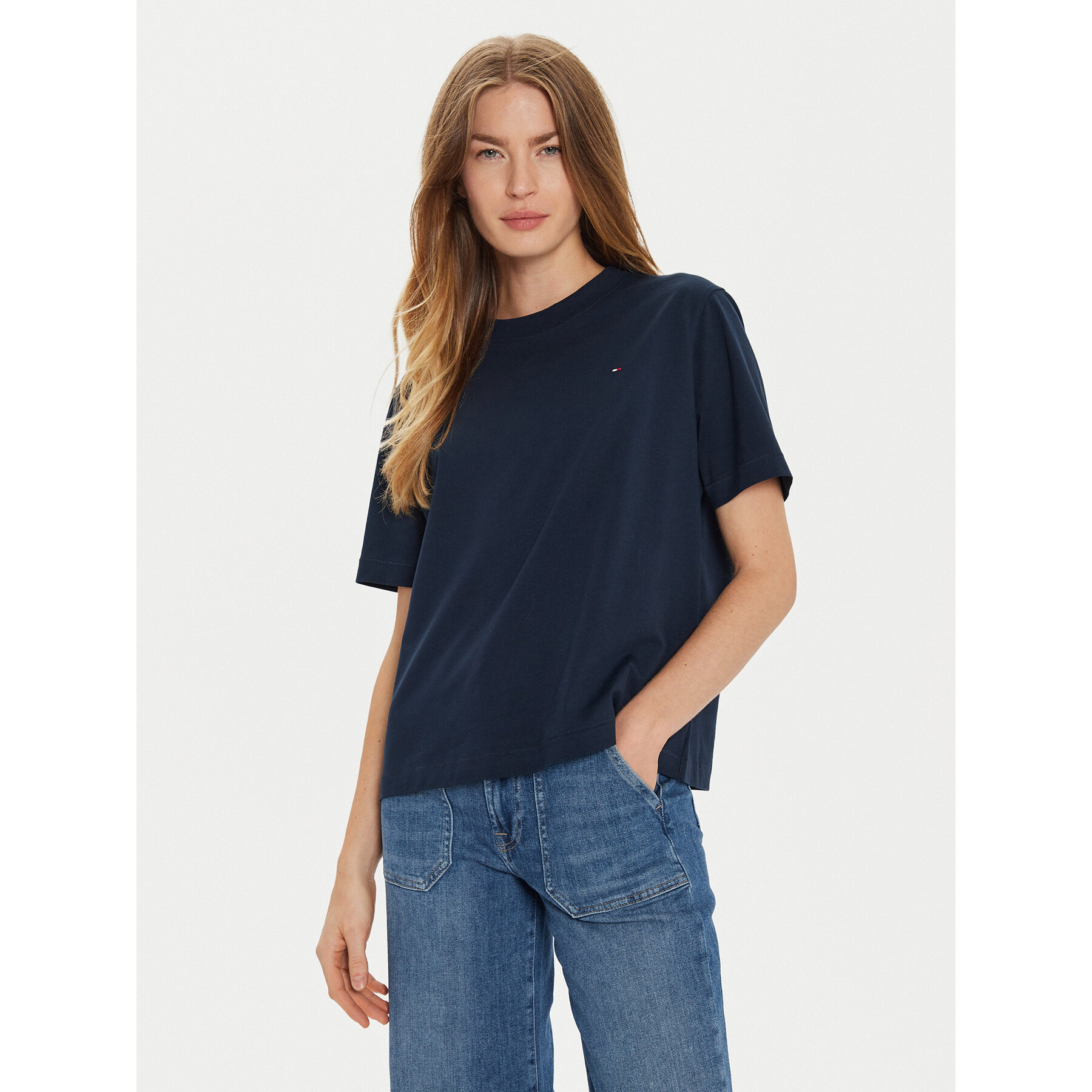 Tommy Hilfiger T-Shirt Modern Flag WW0WW43597 Granatowy Relaxed Fit
