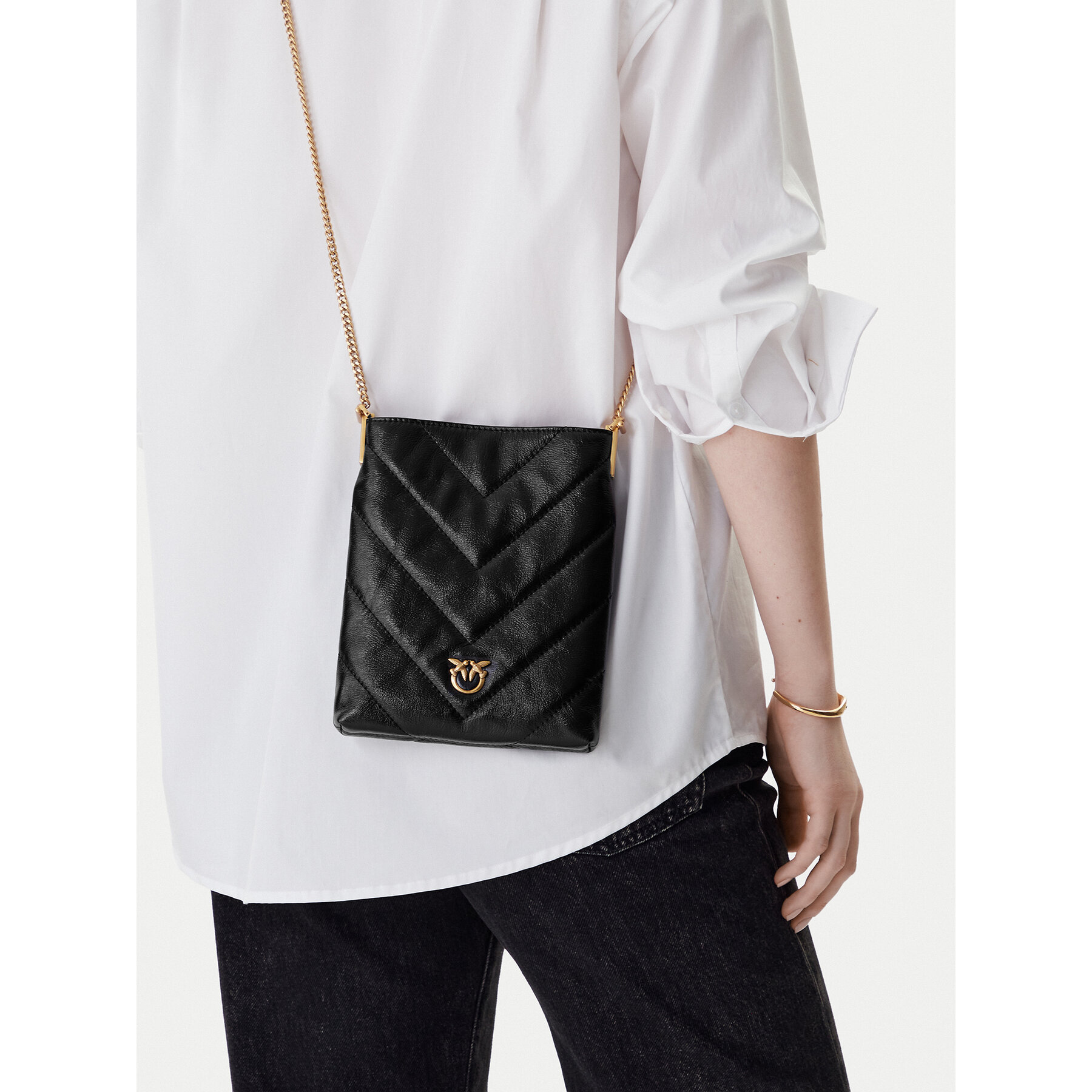 PINKO Torebka Flat Satchel AI 25-26 PCPL 105352 A2W2 Czarny
