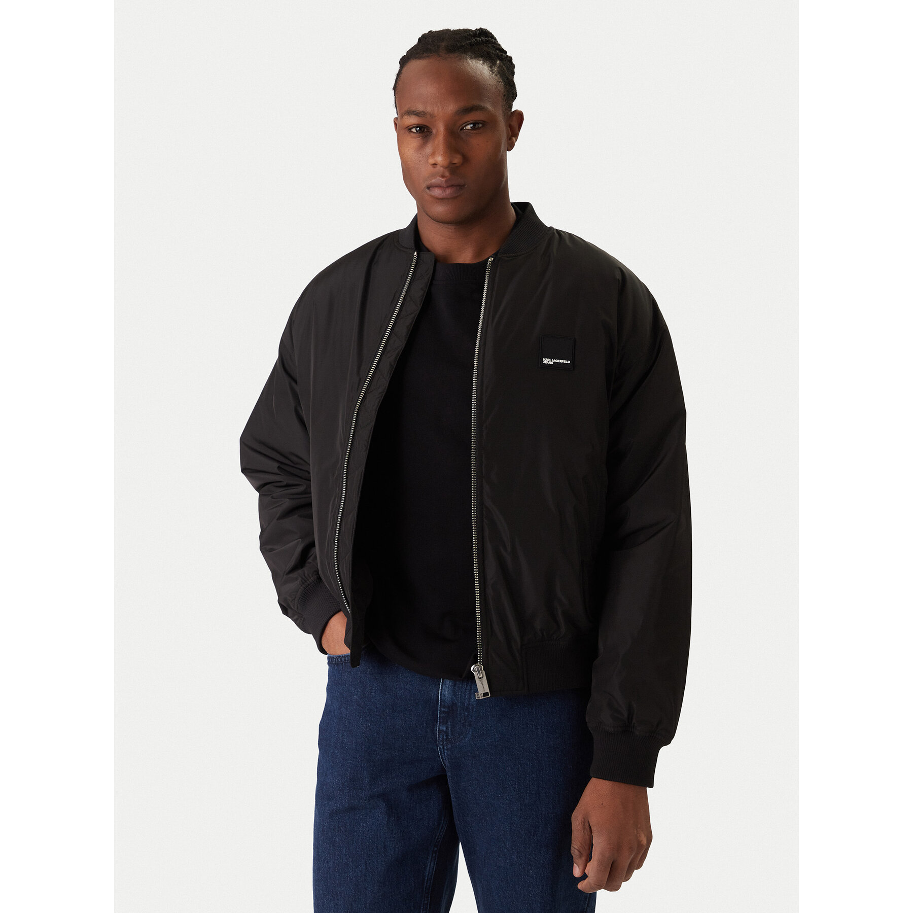 Karl Lagerfeld Jeans Kurtka bomber B1M15015 Czarny Regular Fit