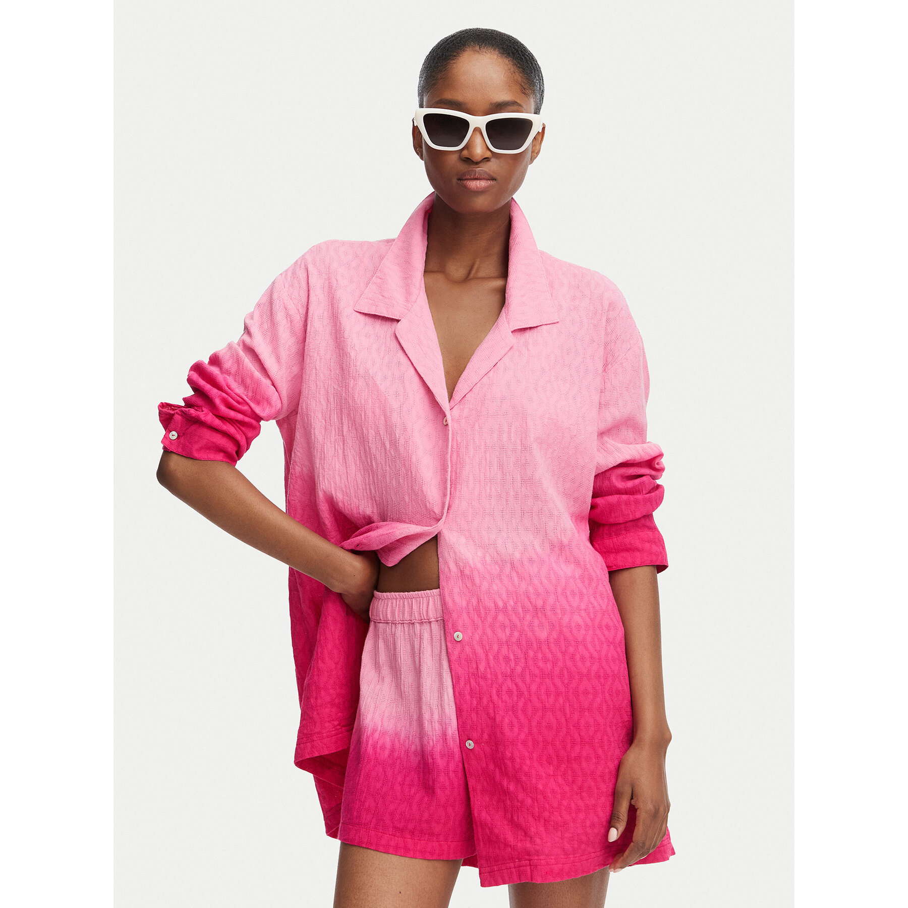Roxy Koszula Ocean Gradient ERJX603490 Różowy ciemny Oversize