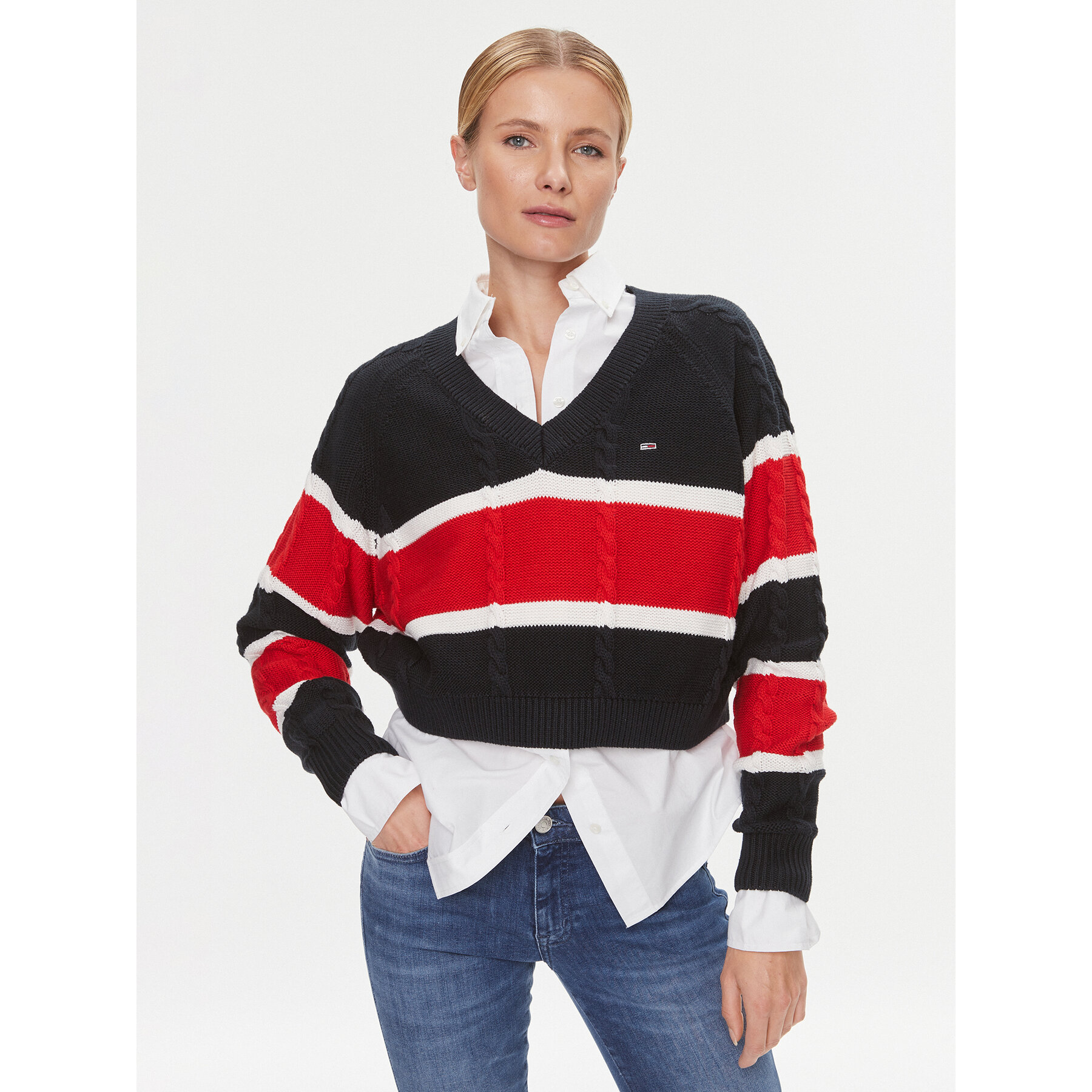 Tommy Jeans Sweter DW0DW15941 Kolorowy Regular Fit