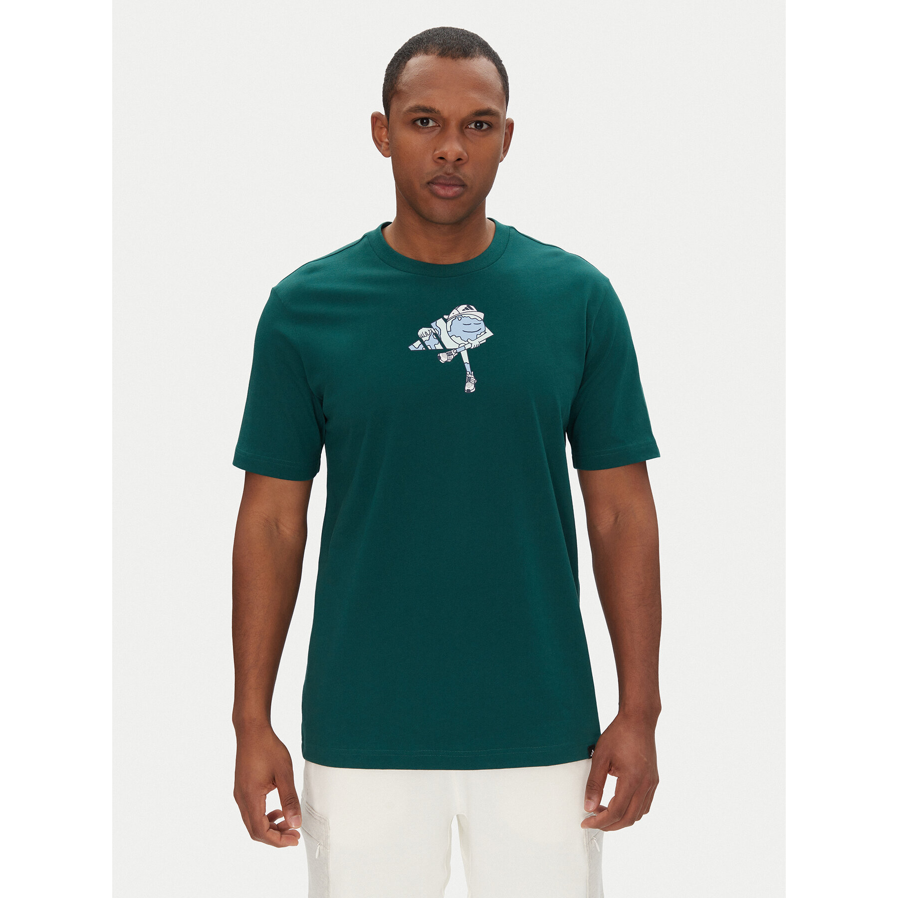 adidas T-Shirt Earth Day Graphic JI6753 Zielony Regular Fit