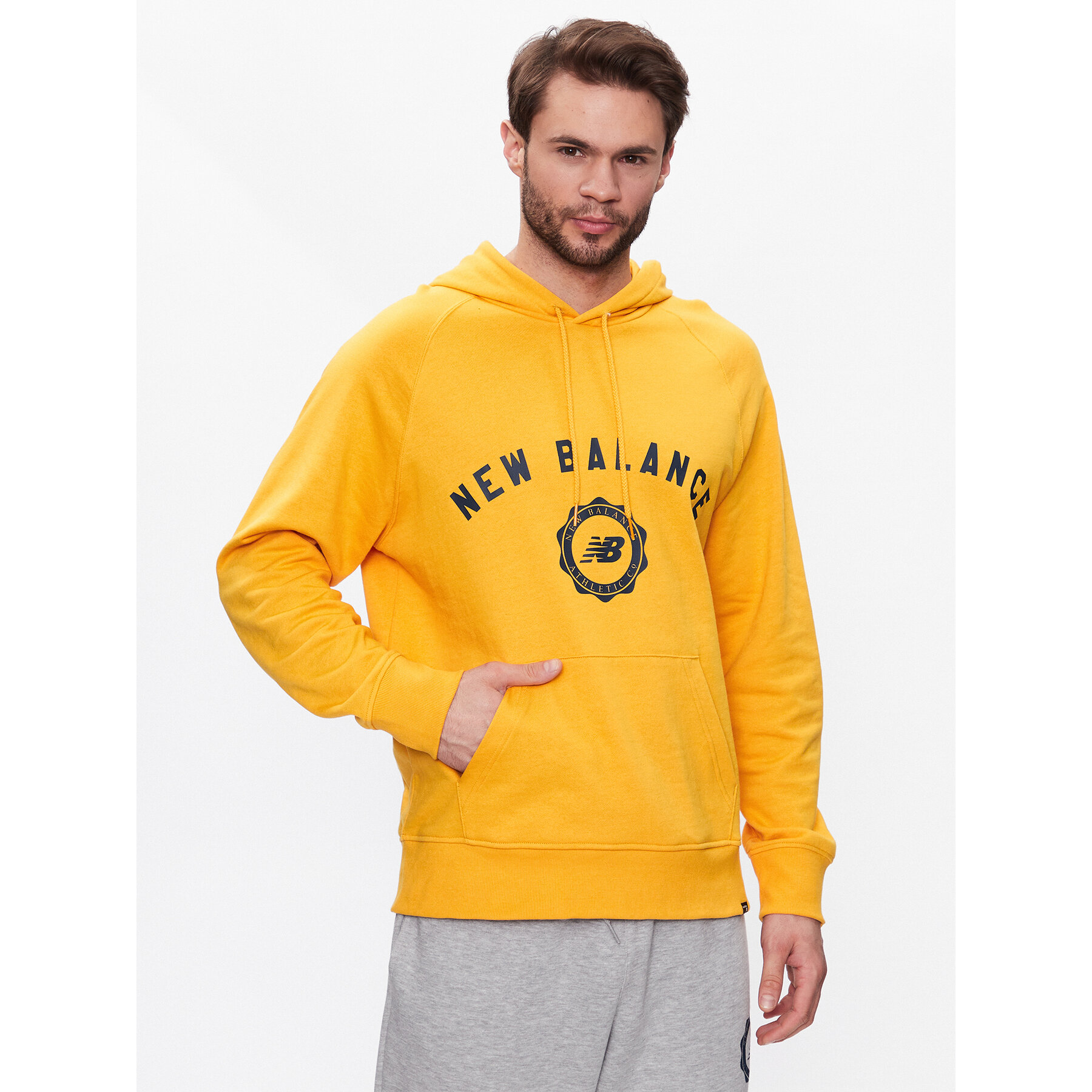 New Balance Bluza Dukserica Sport Seasonal French Terry MT31901 Żółty Relaxed Fit