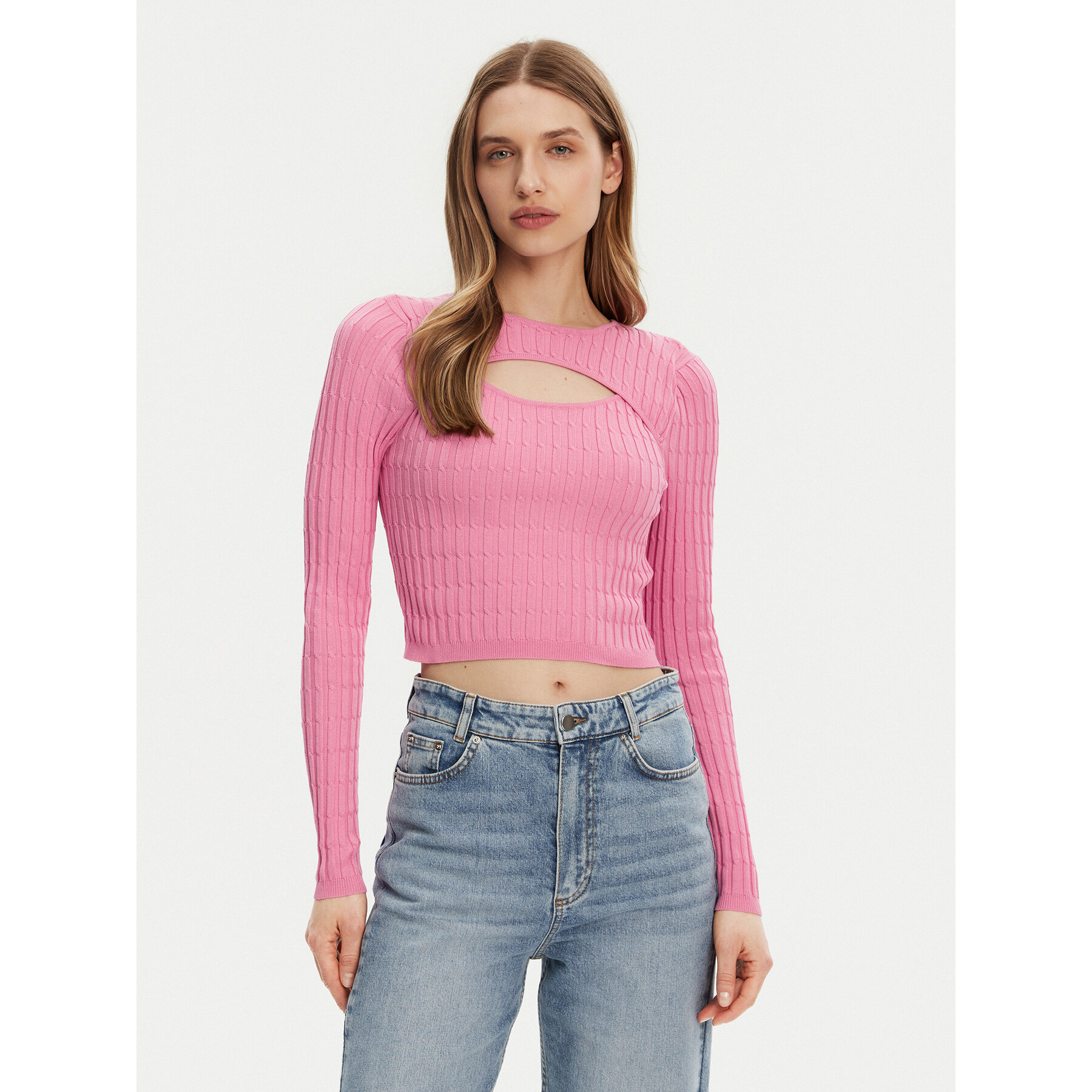 ONLY Sweter Meddi 15339582 Różowy Cropped Fit