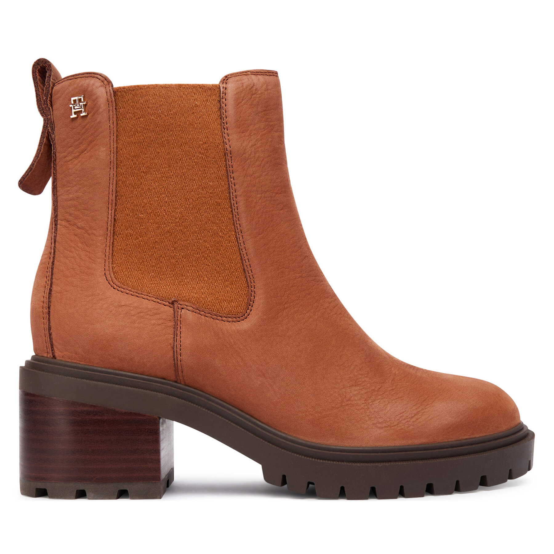 Tommy Hilfiger Botki Th Nubuck Chelsea Cleated Heel FW0FW09158 Brązowy