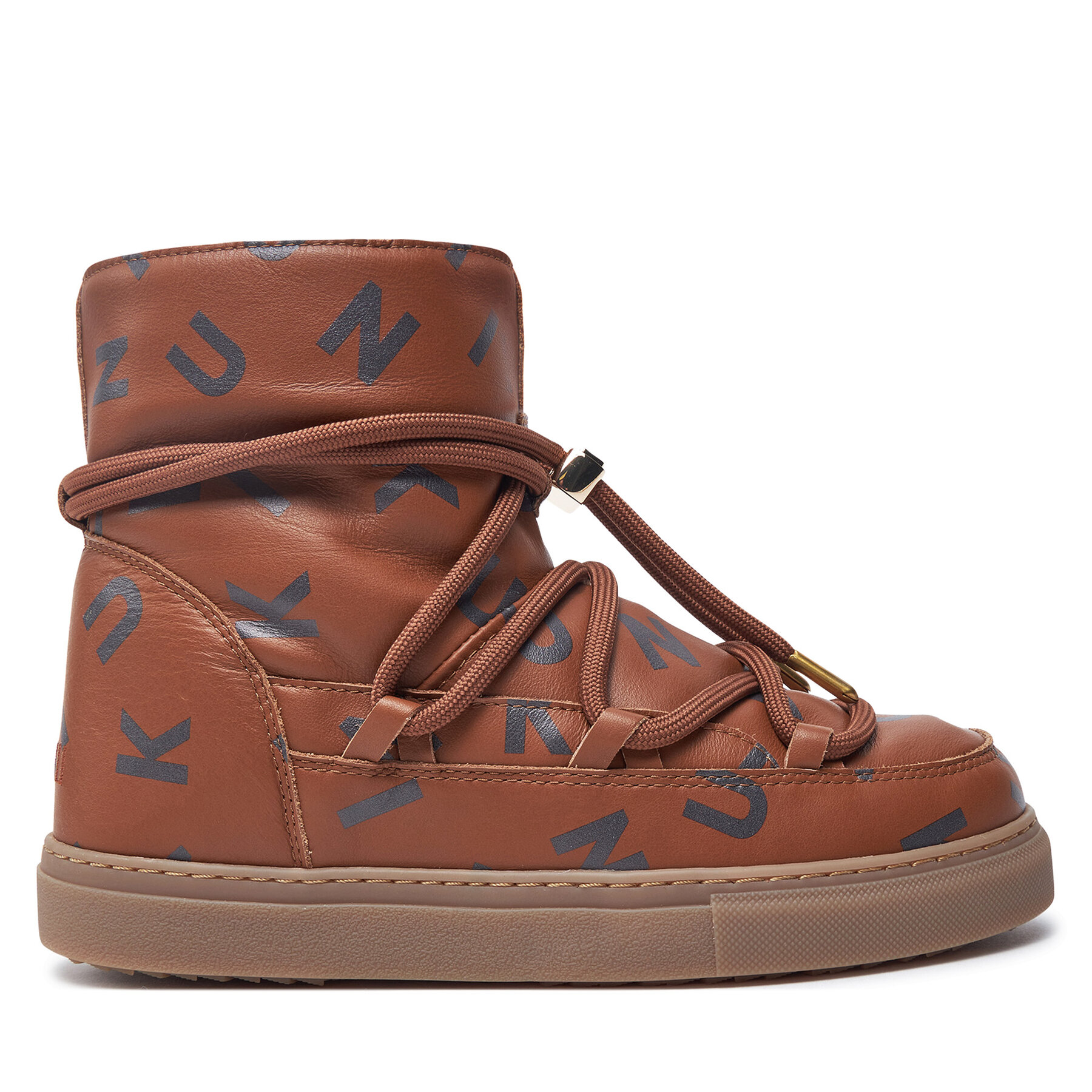 Inuikii Śniegowce Full Leather Print 65202-088 Brązowy