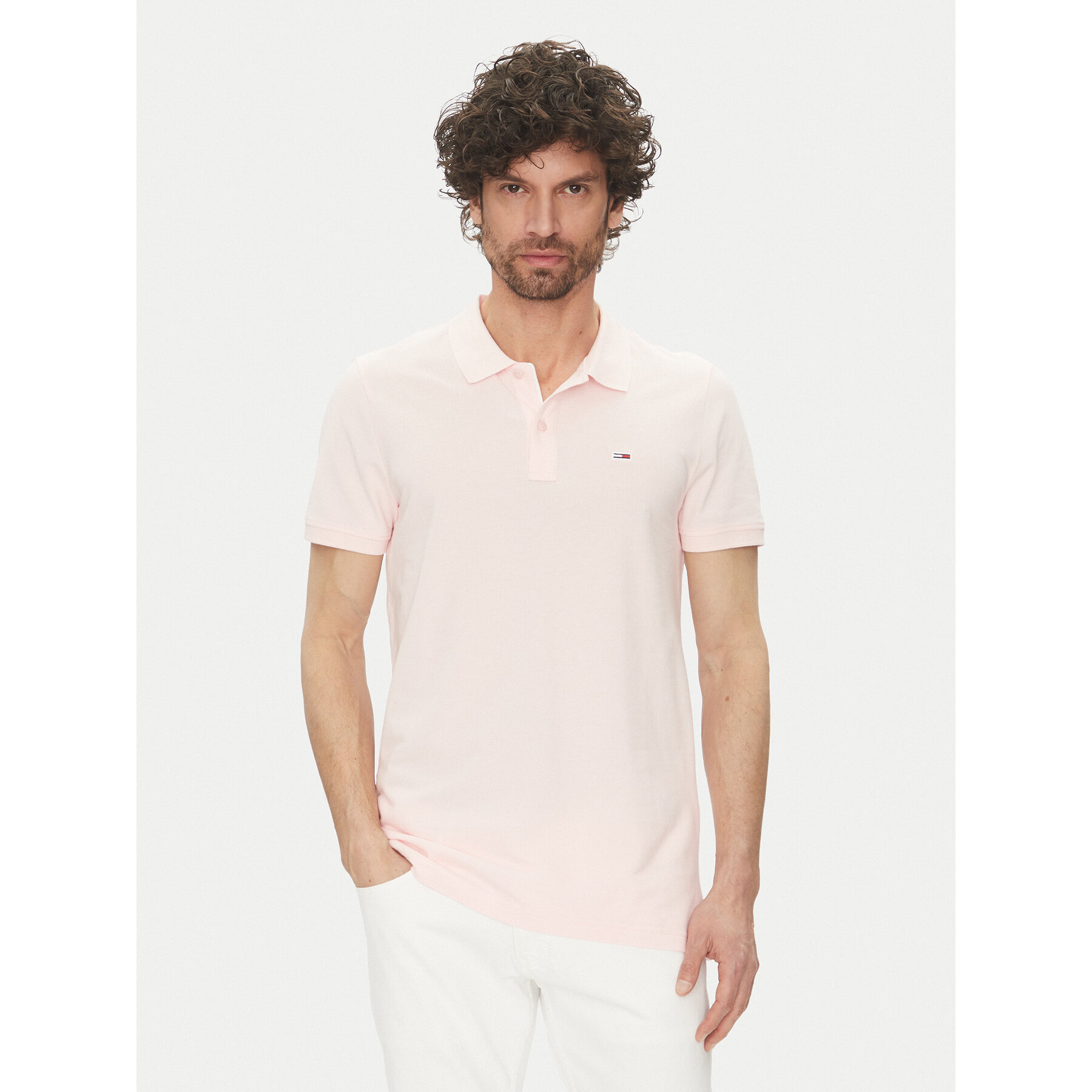 Tommy Jeans Polo DM0DM20676 Różowy Slim Fit