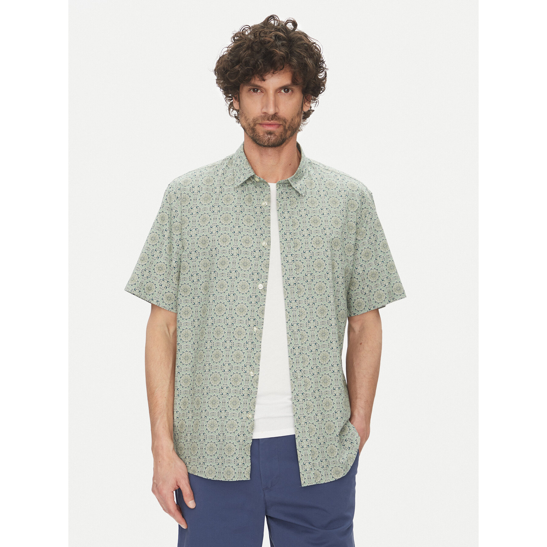 Selected Homme Koszula New Linen 16079053 Zielony Regular Fit