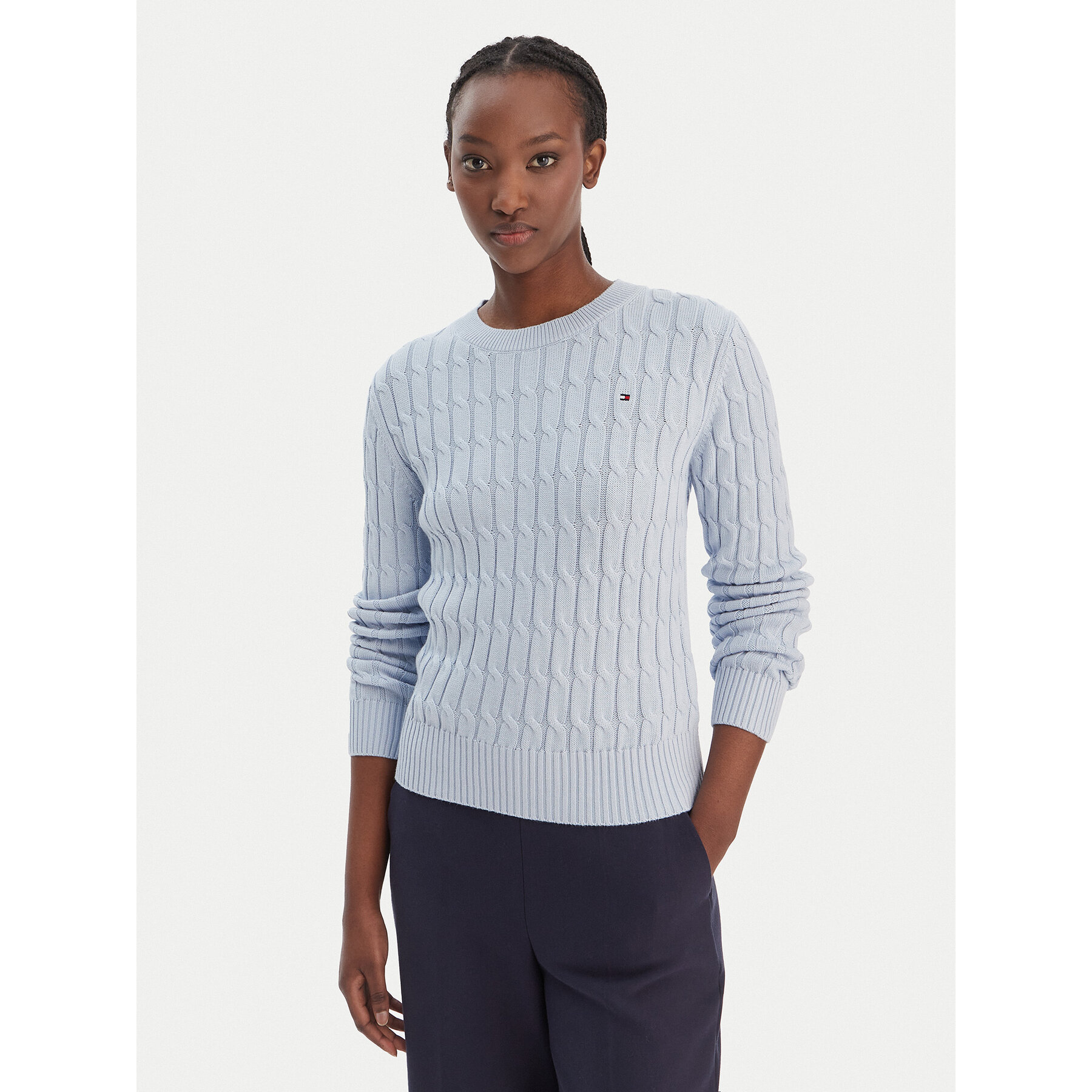Tommy Hilfiger Sweter WW0WW47644 Błękitny Regular Fit