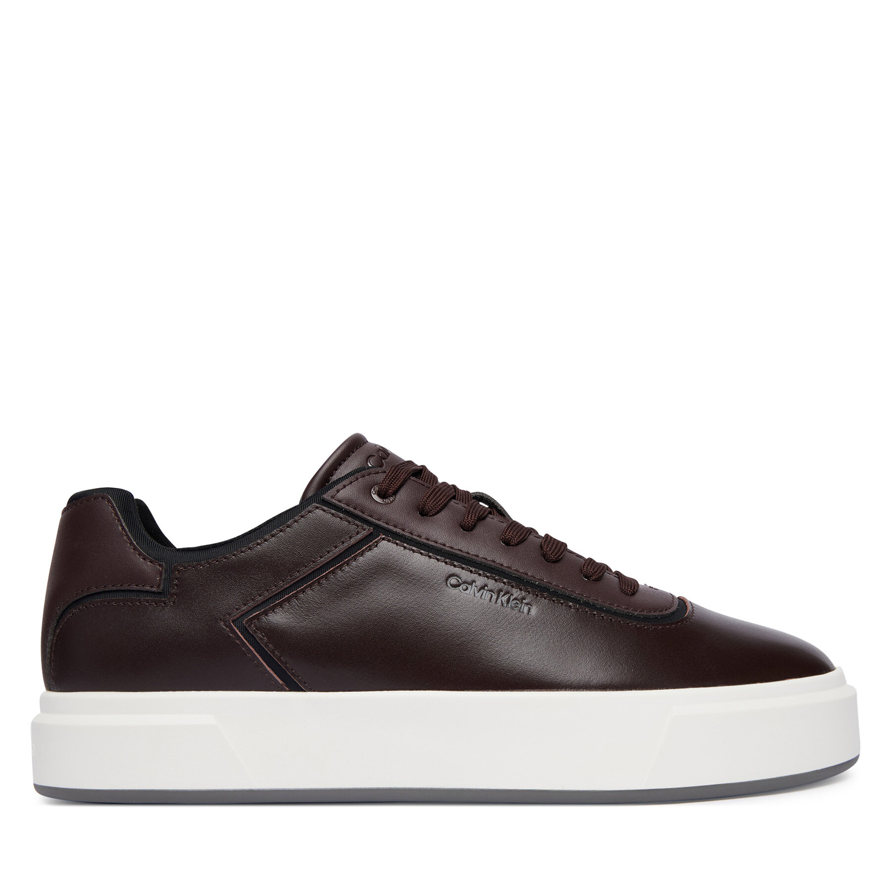 Calvin Klein Sneakersy Basket Cups Oxf Lth-Neo HM0HM02204 Brązowy ciemny