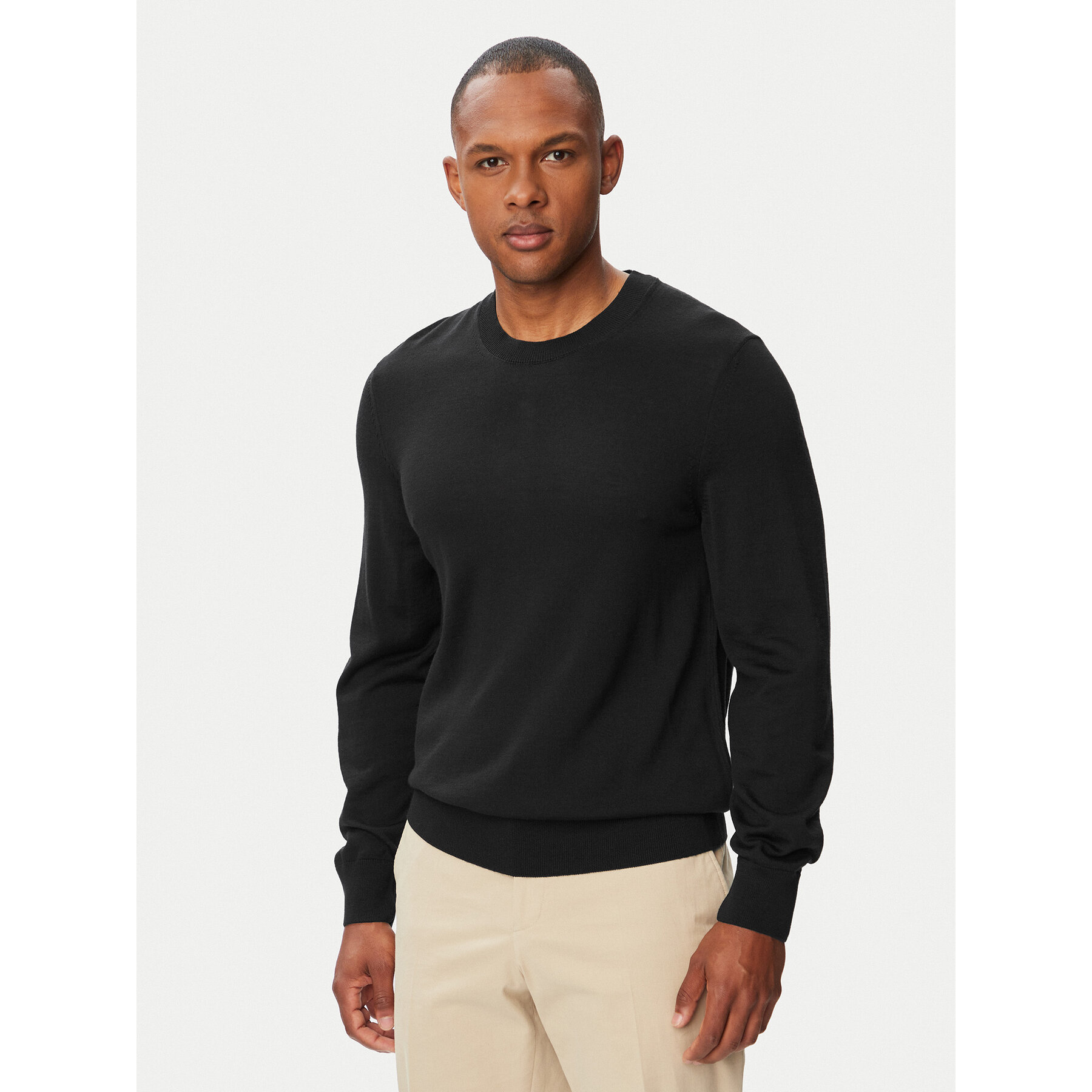 BOSS Sweter H-Leno 50565469 Czarny Regular Fit