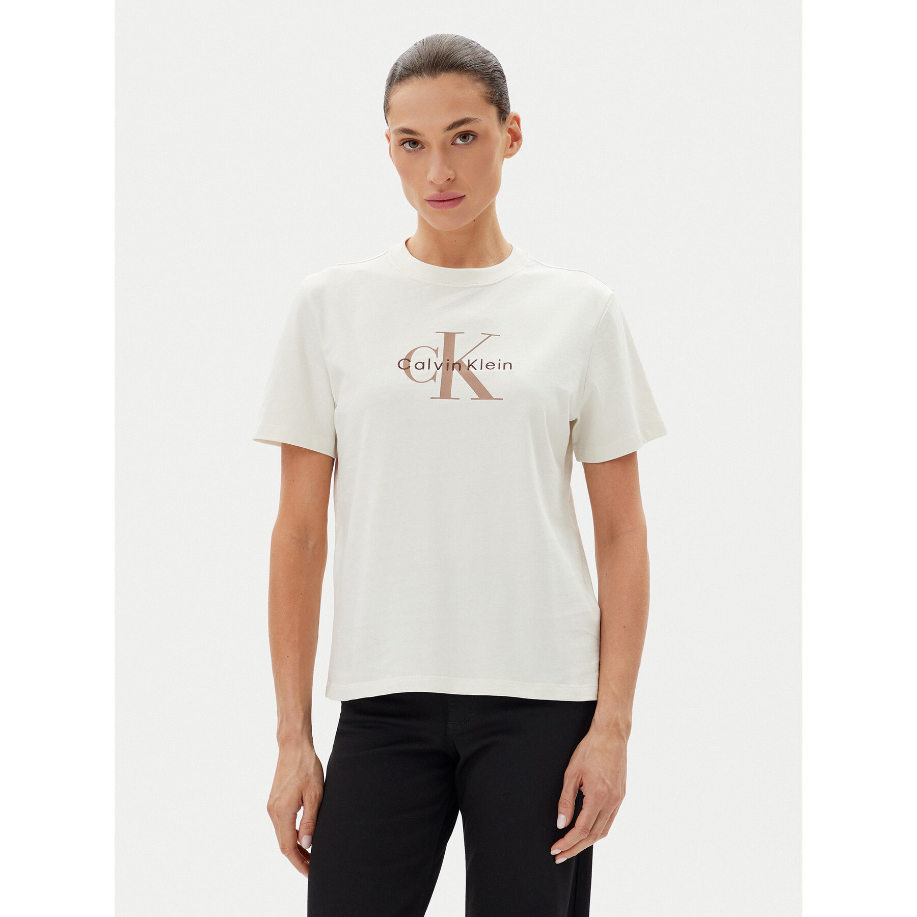 Calvin Klein Jeans T-Shirt LV047B865G Biały Relaxed Fit