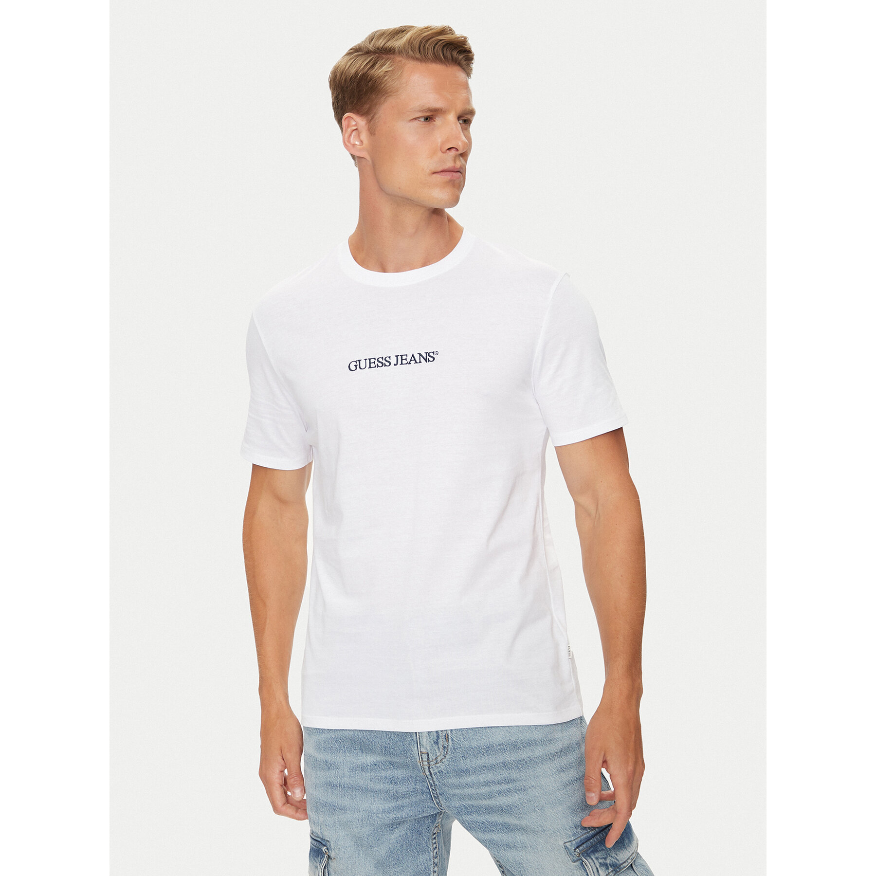 Guess Jeans T-Shirt M4YI52 K8HM0 Biały Slim Fit