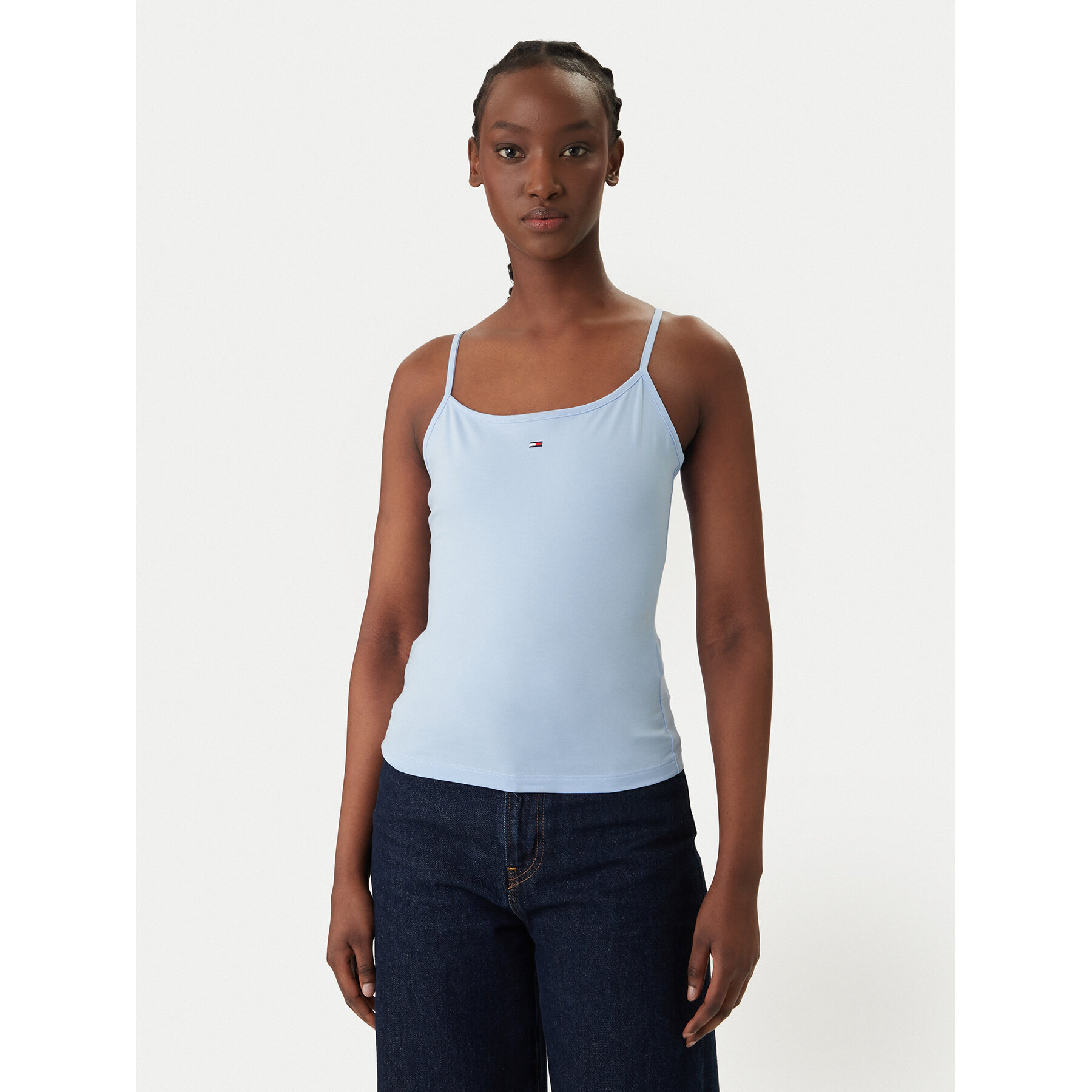 Tommy Jeans Top Essential DW0DW20675 Błękitny Slim Fit