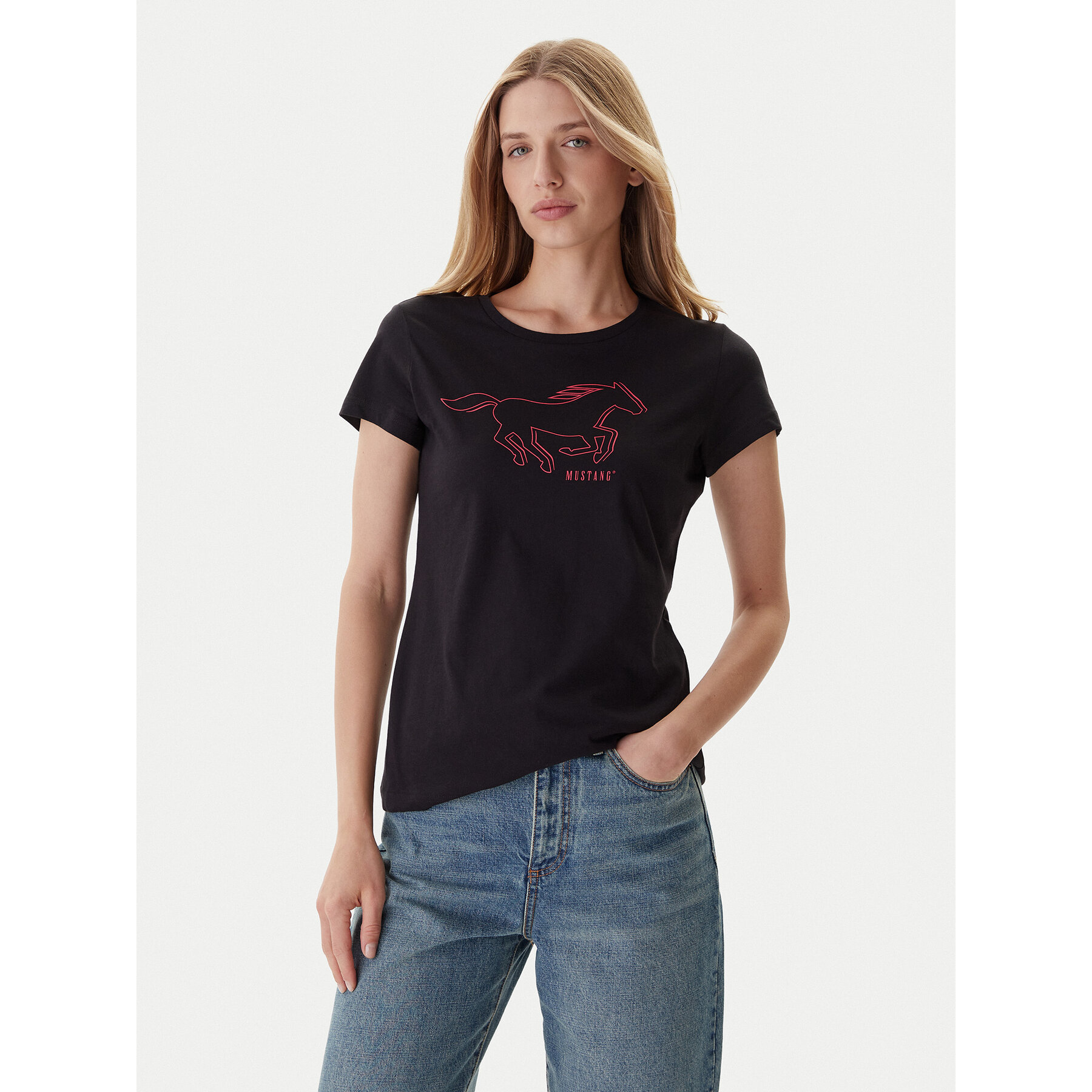 Mustang T-Shirt Loa 1016753 Czarny Slim Fit