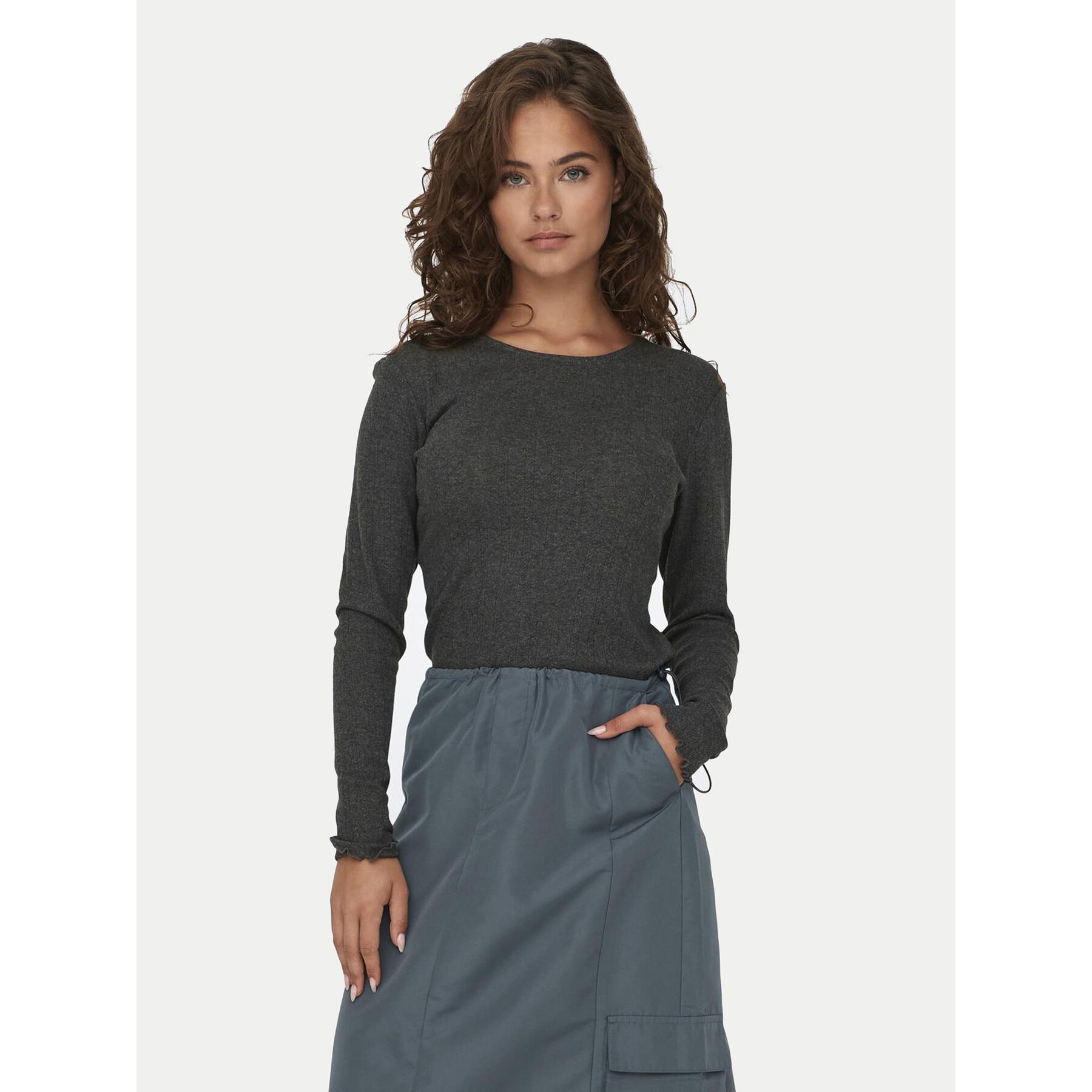 ONLY Bluzka Carlotta 15291987 Szary Regular Fit