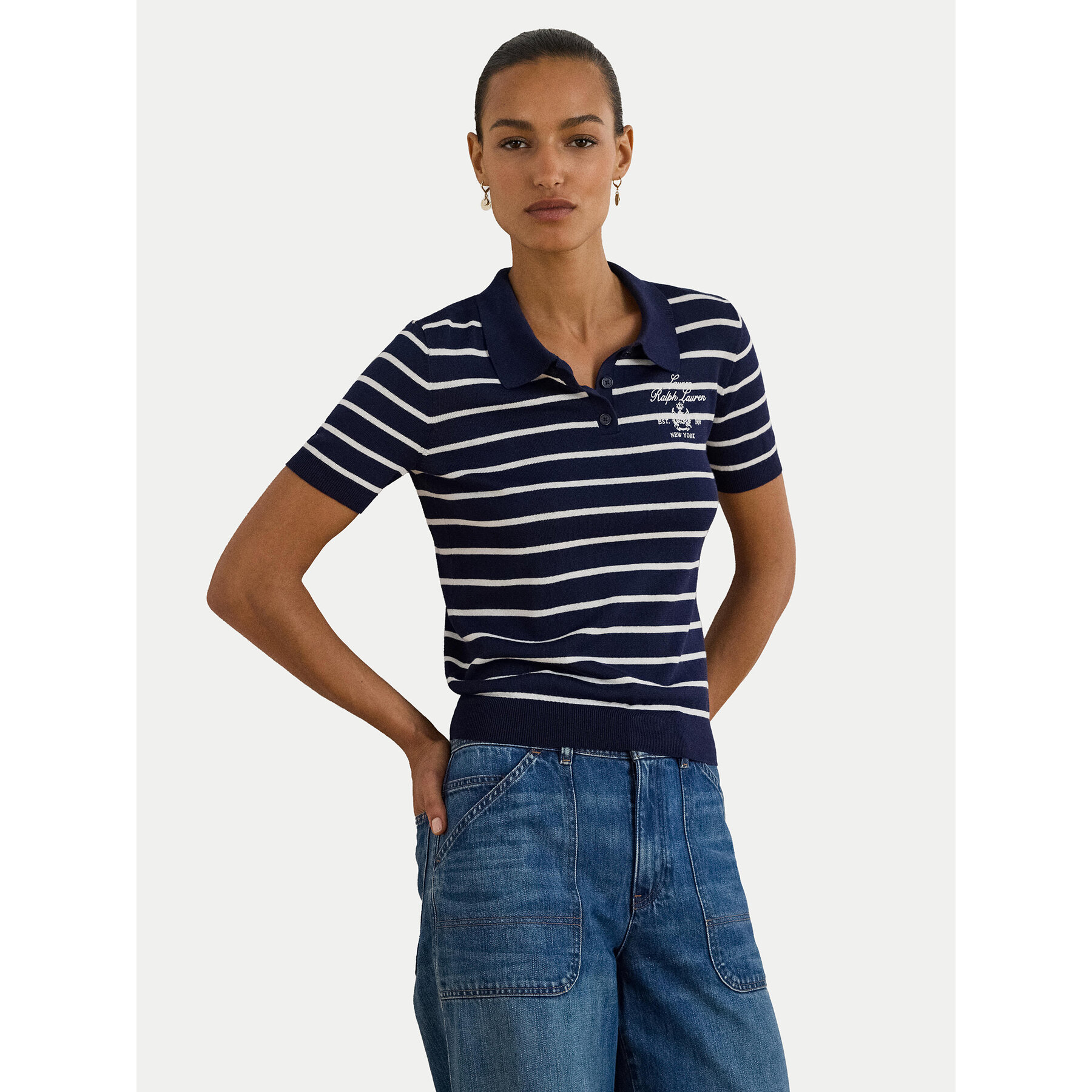 LAUREN RALPH LAUREN Polo 200P03506002 Granatowy Slim Fit