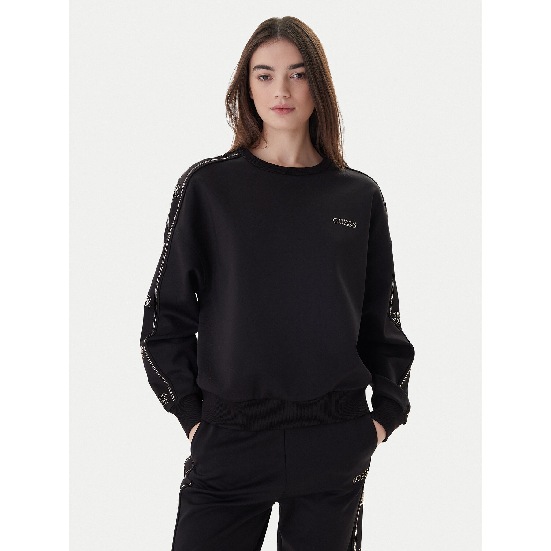 Guess Bluza V6RQ96 KCX22 Czarny Regular Fit