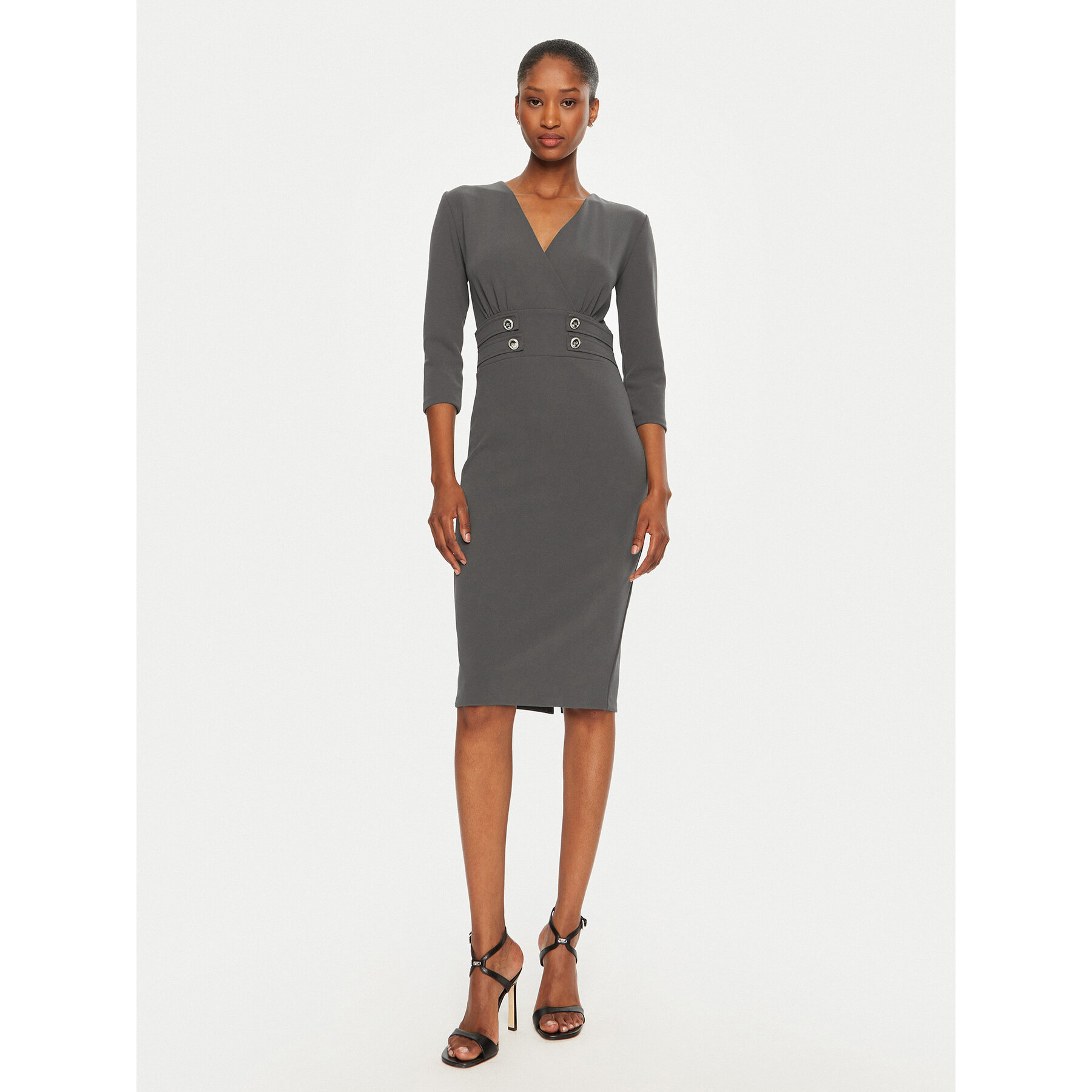 Rinascimento Sukienka koktajlowa CFC0119920003 Szary Regular Fit