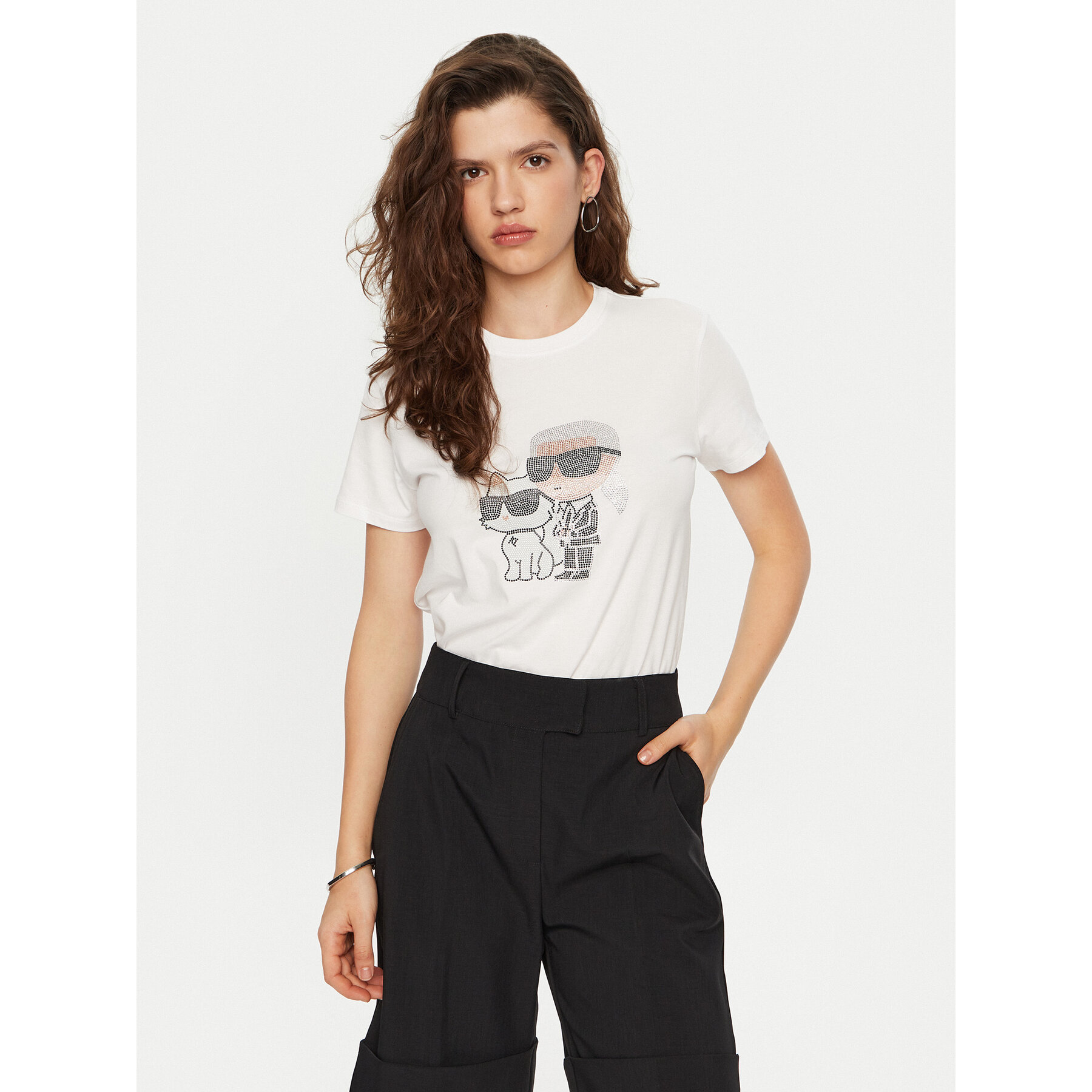 KARL LAGERFELD T-Shirt A1W17131 Biały Regular Fit
