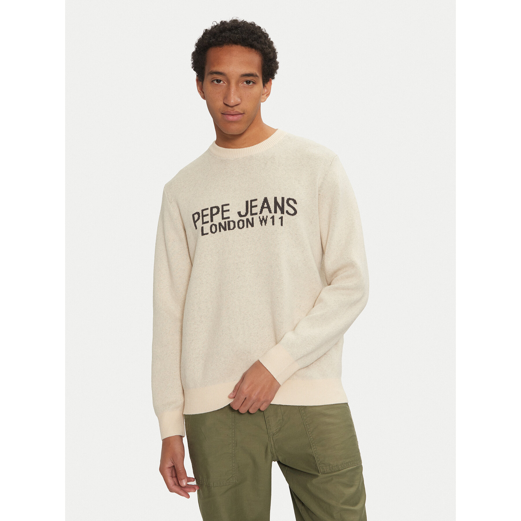 Pepe Jeans Sweter Cardin PM702466 Écru Regular Fit