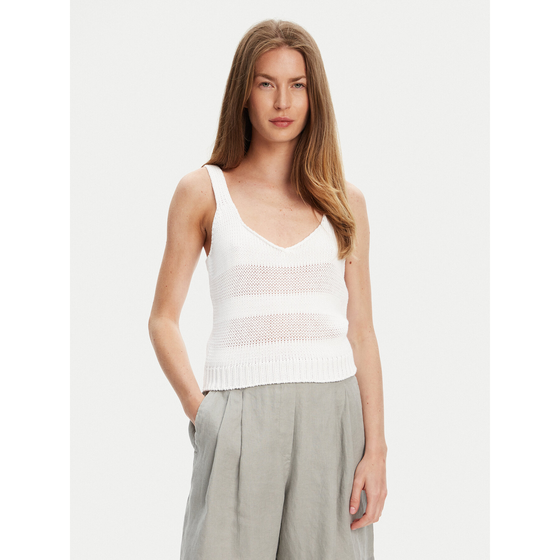 United Colors Of Benetton Top 1898DH018 Biały Relaxed Fit