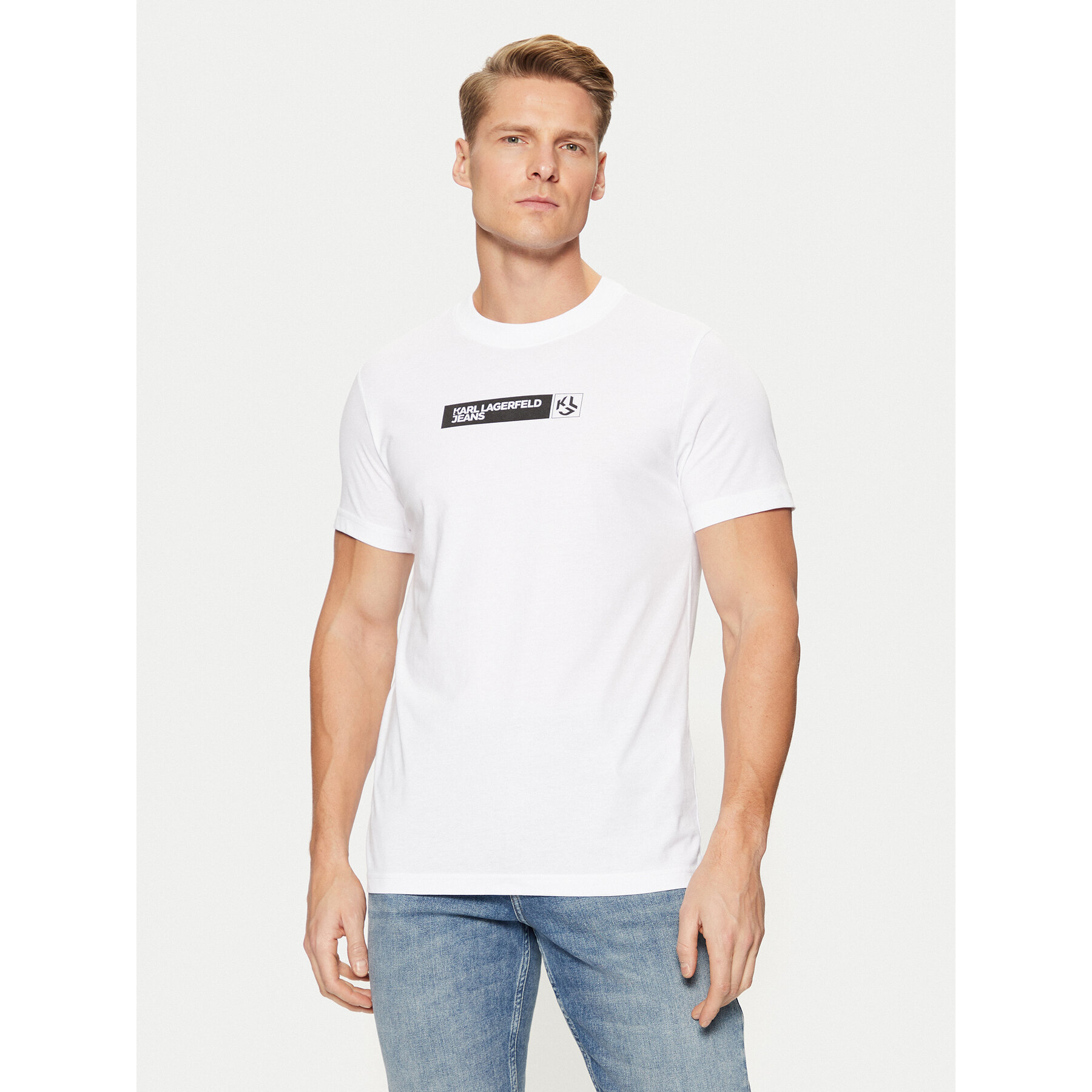 Karl Lagerfeld Jeans T-Shirt A1M17112 Biały Slim Fit