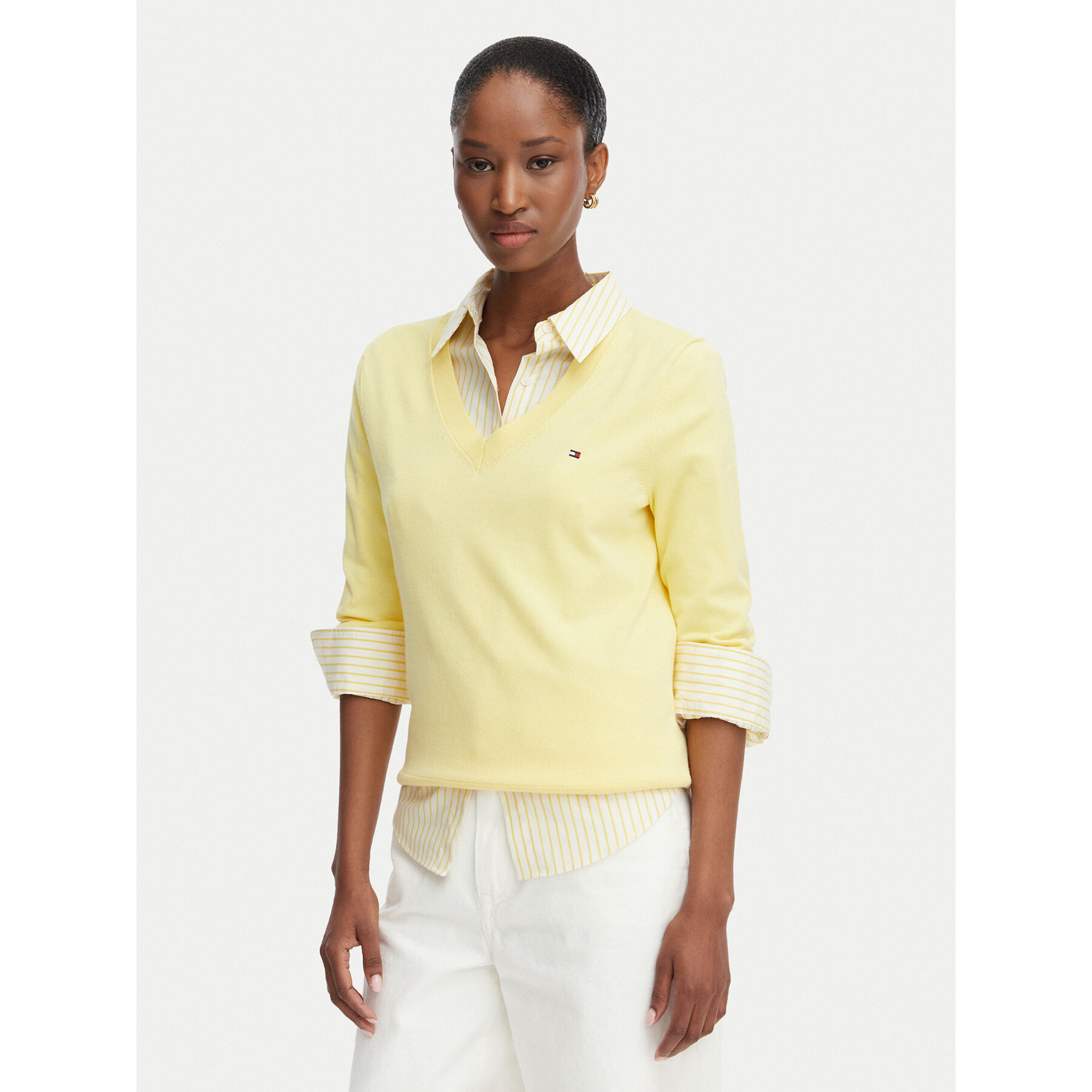 Tommy Hilfiger Sweter WW0WW40098 Żółty jasny Regular Fit