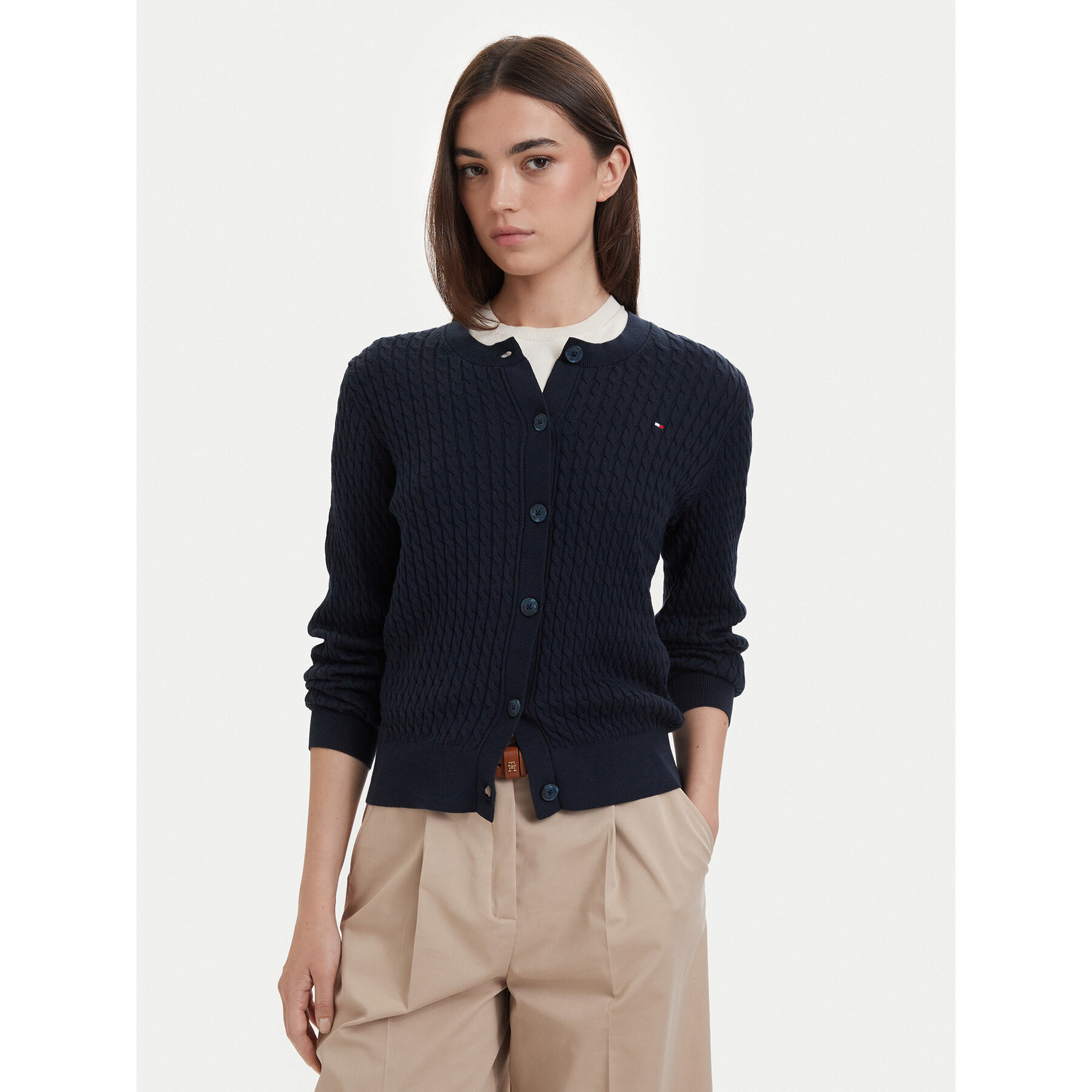 Tommy Hilfiger Kardigan WW0WW43329 Granatowy Regular Fit