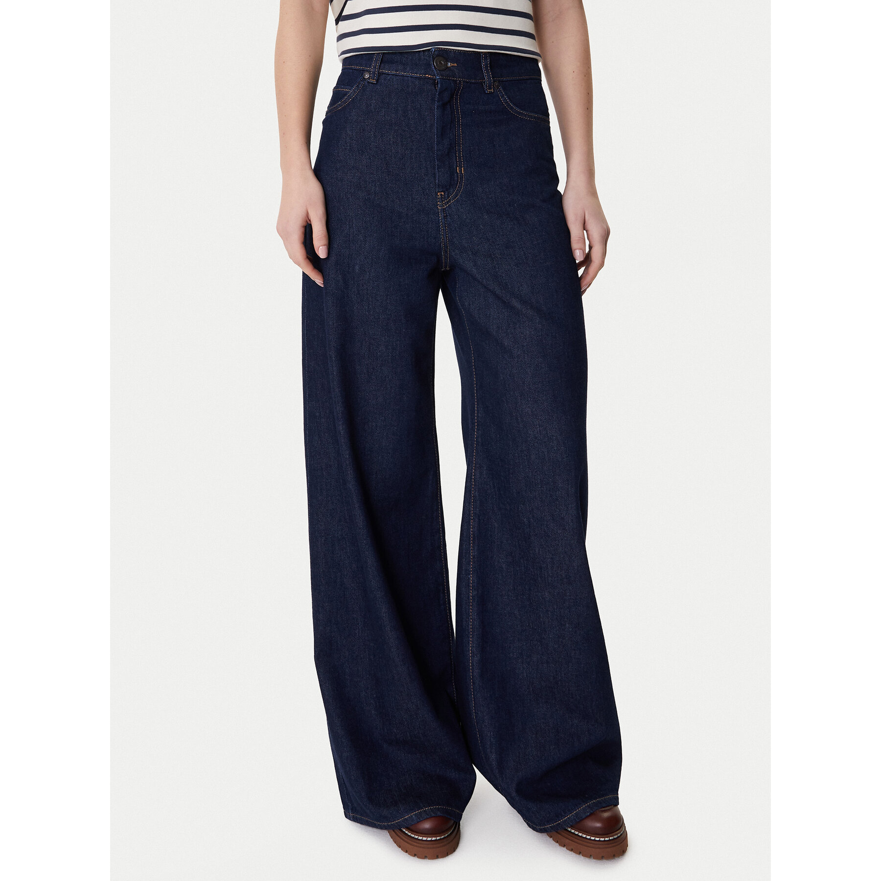 Weekend Max Mara Jeansy Vega 2615181041 Granatowy Wide Leg