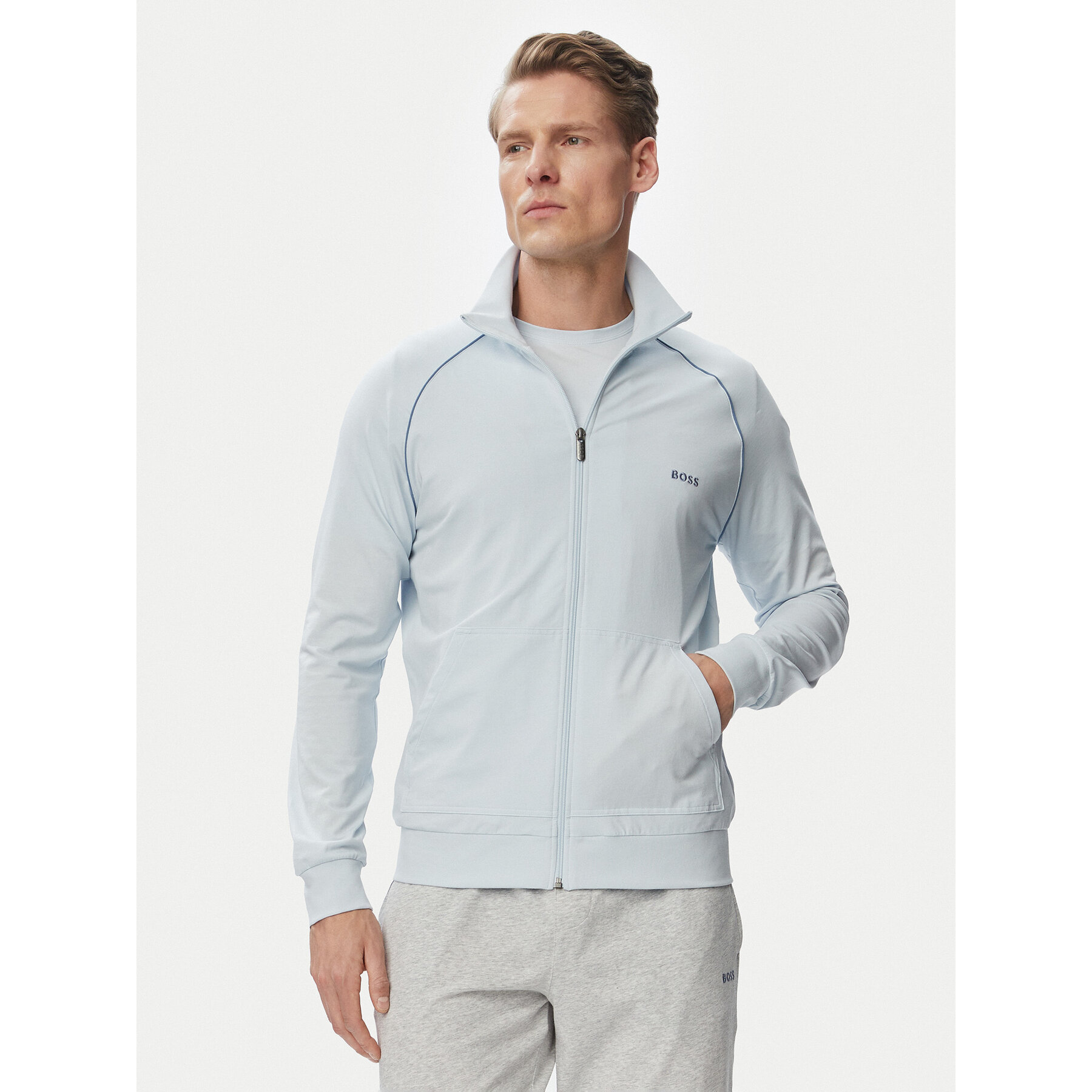 BOSS Bluza Mix&Match 50515307 Niebieski jasny Regular Fit