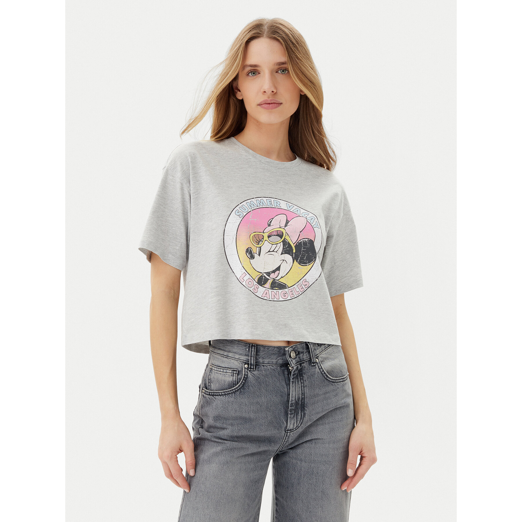 ONLY T-Shirt Mickey Minnie 15348126 Szary Regular Fit