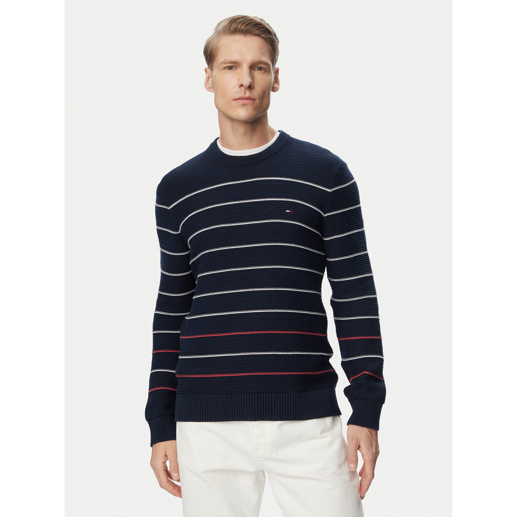 Tommy Jeans Sweter DM0DM23384 Granatowy Slim Fit