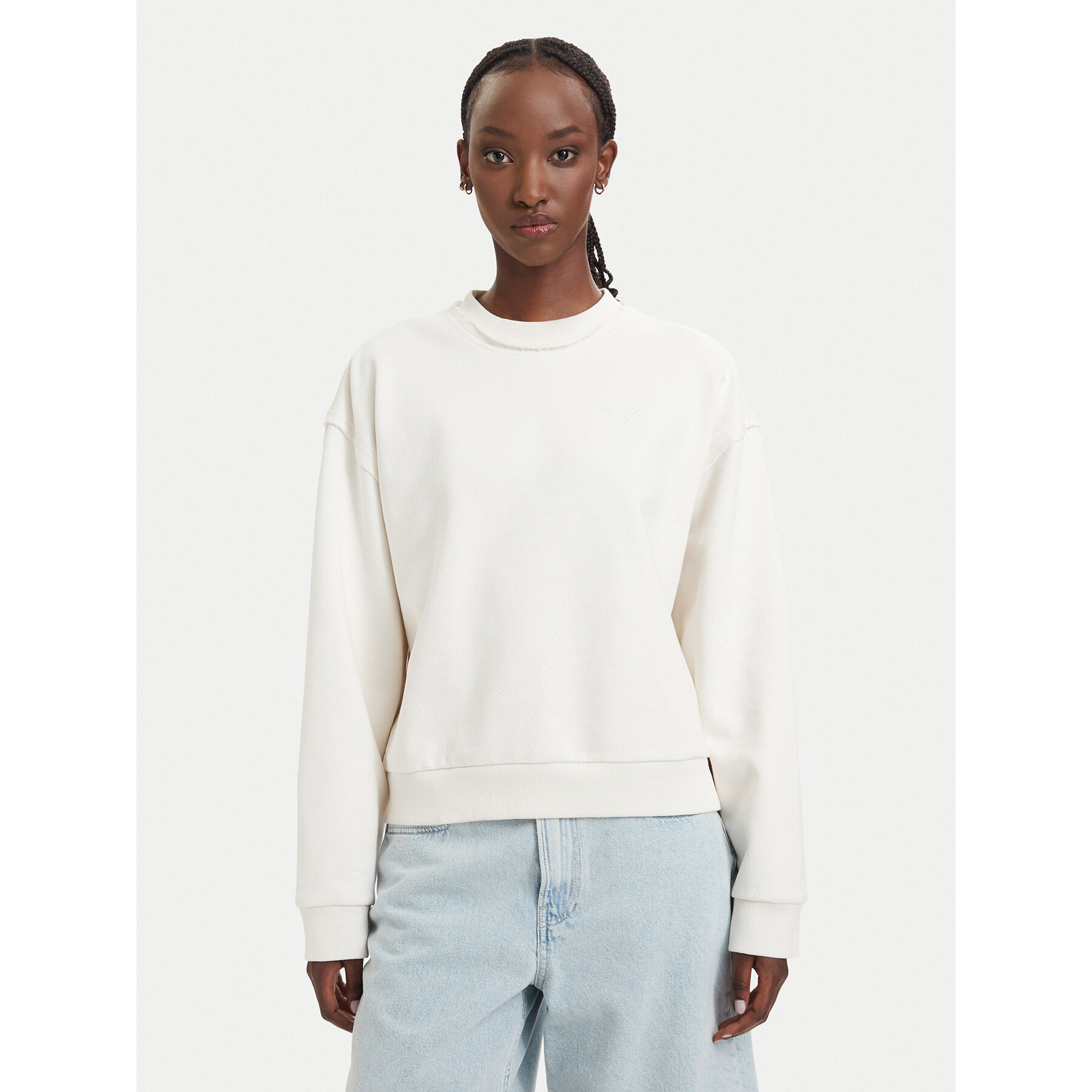 HUGO Bluza Dismoolie B 50566506 Kremowy Relaxed Fit