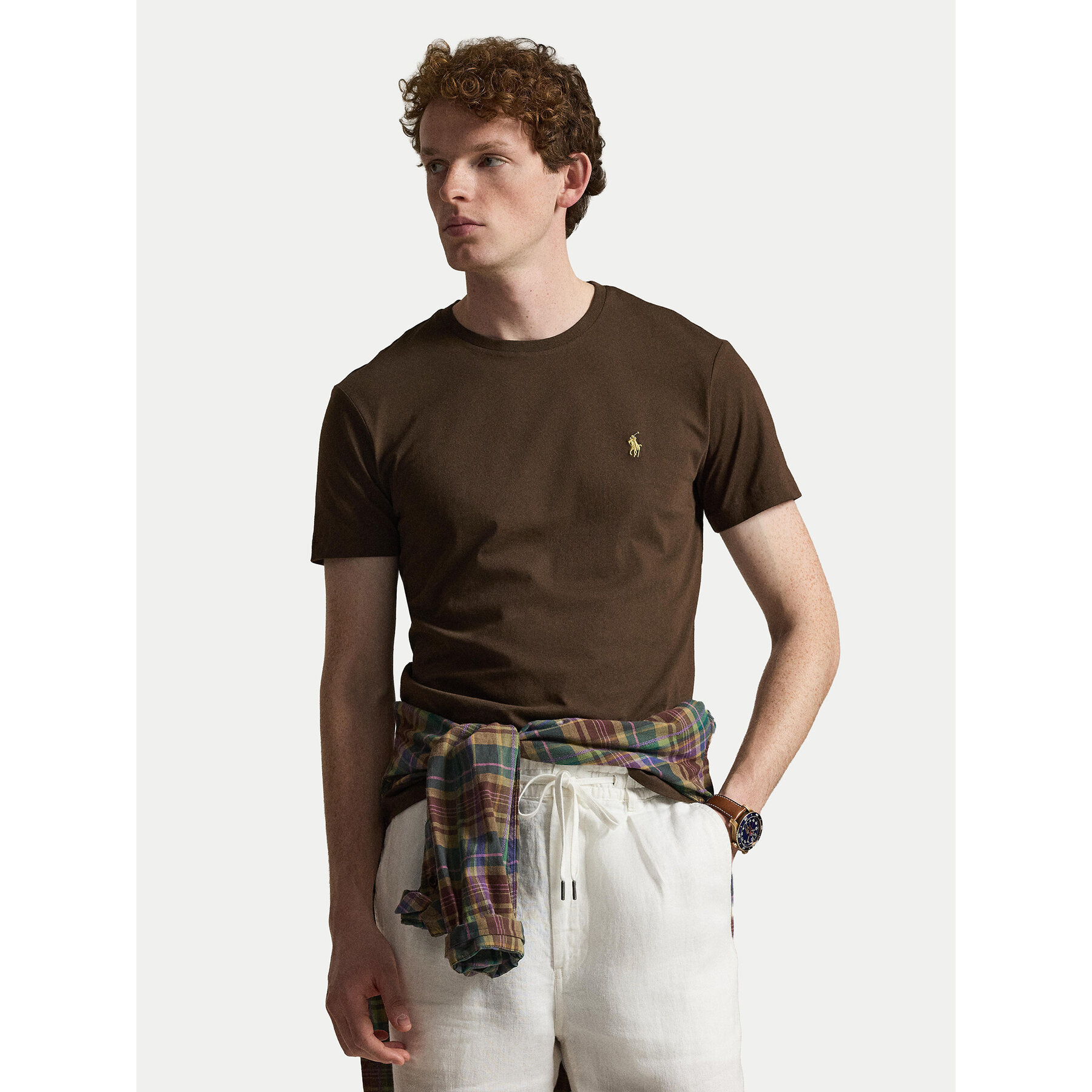 Polo Ralph Lauren T-Shirt 710671438533 Brązowy ciemny Custom Slim Fit
