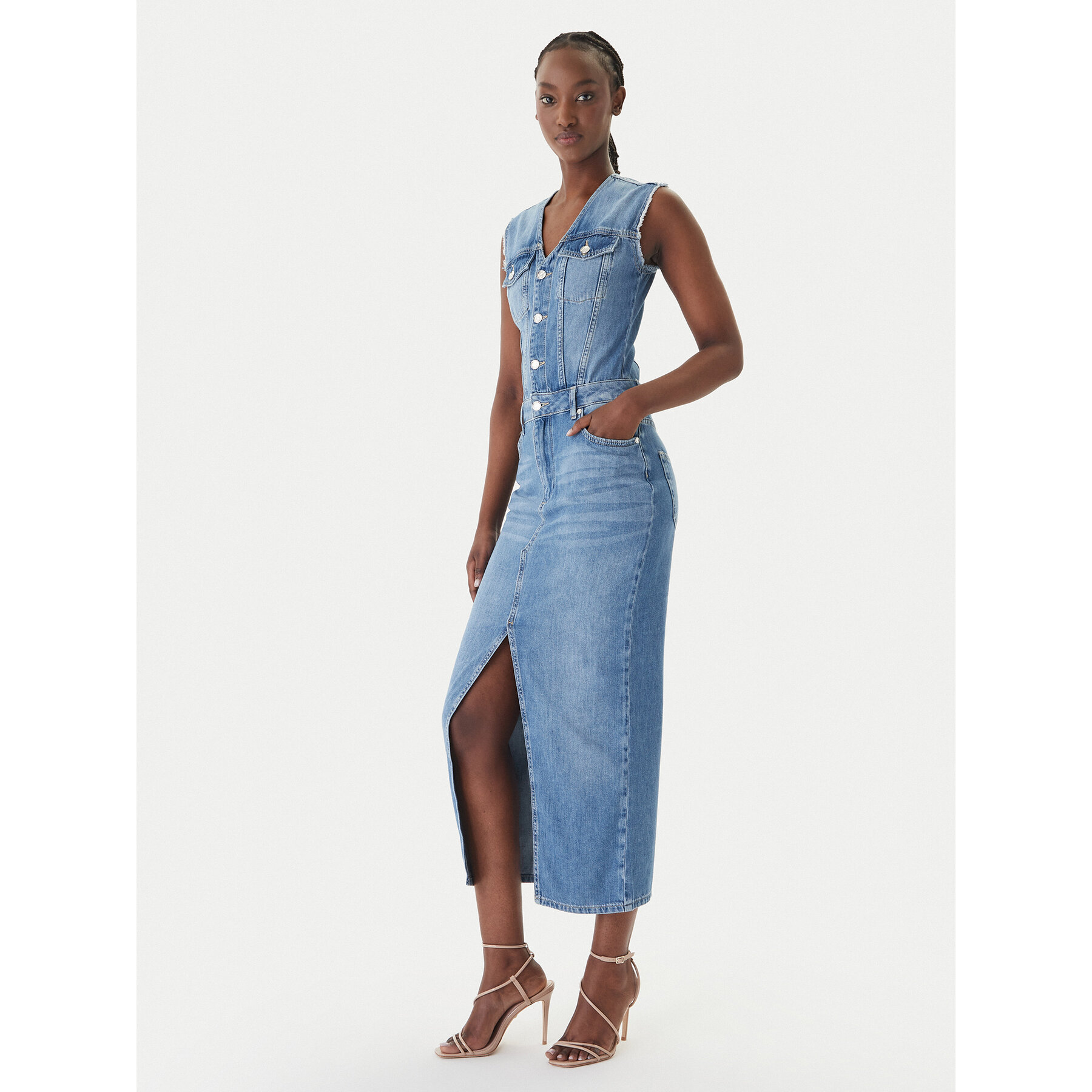 Liu Jo Sukienka jeansowa UA6123 D0309 Niebieski Regular Fit