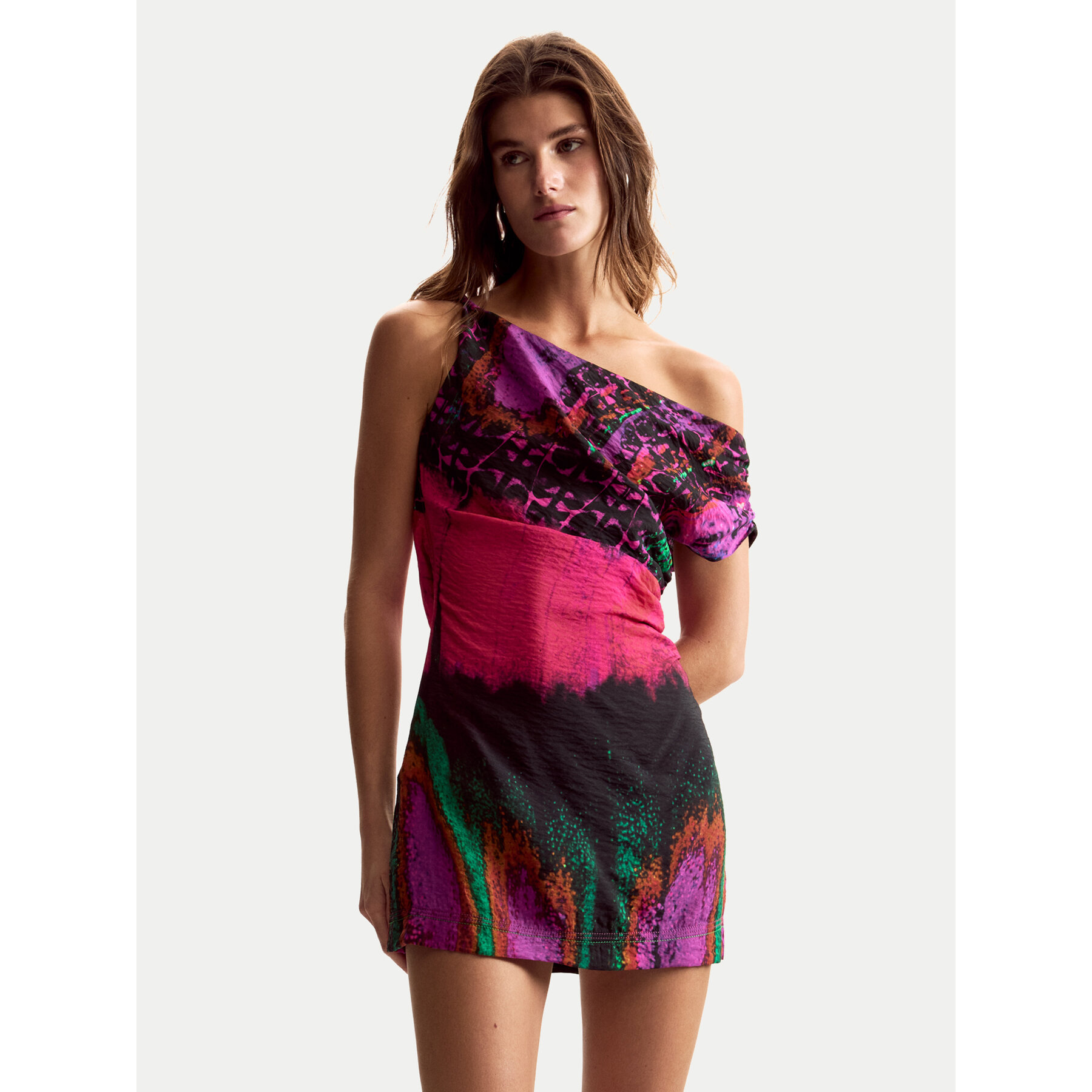 Desigual Sukienka letnia Beattl Lacroix 26SWVW59 Kolorowy Regular Fit
