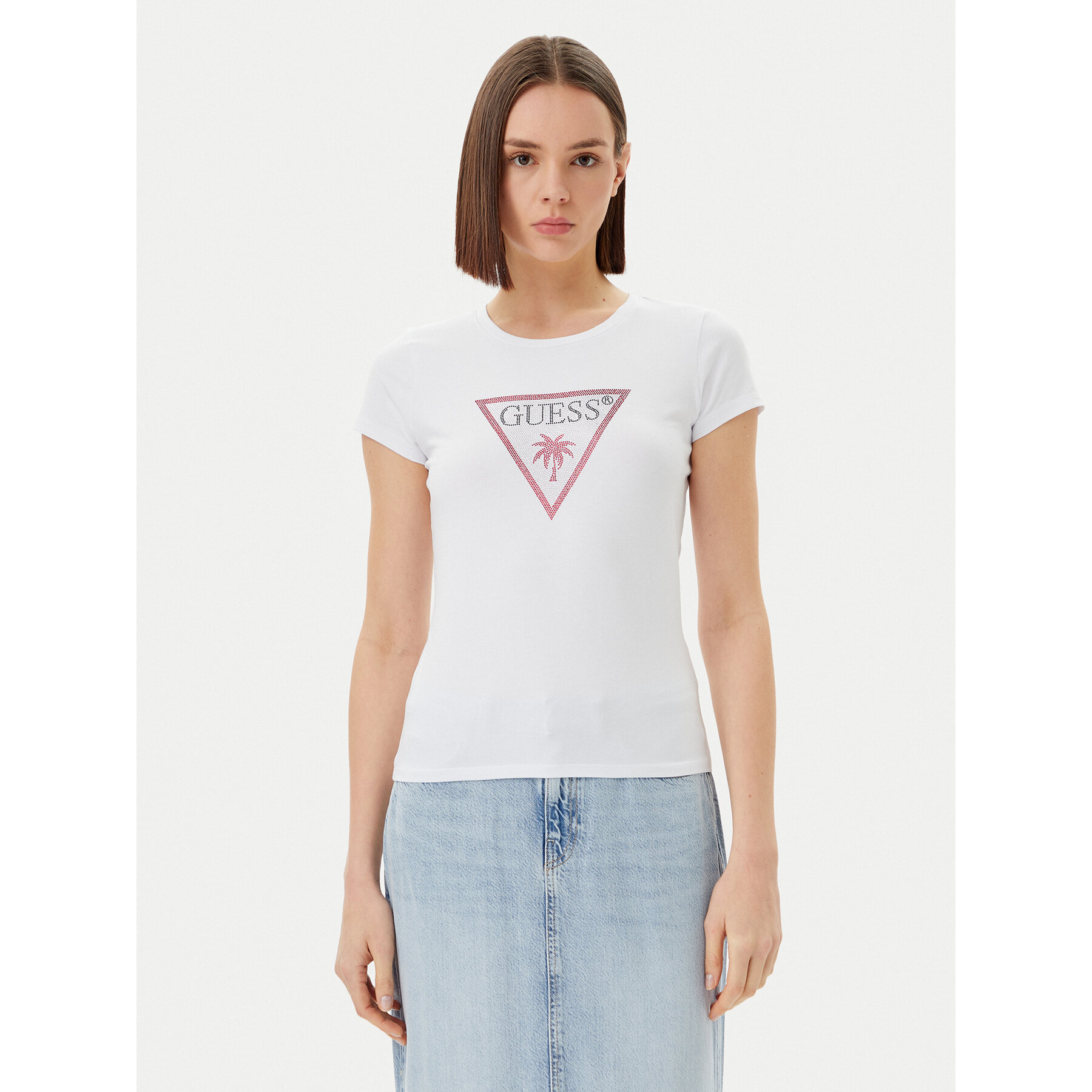 Guess T-Shirt E5GI08 J1314 Biały Slim Fit