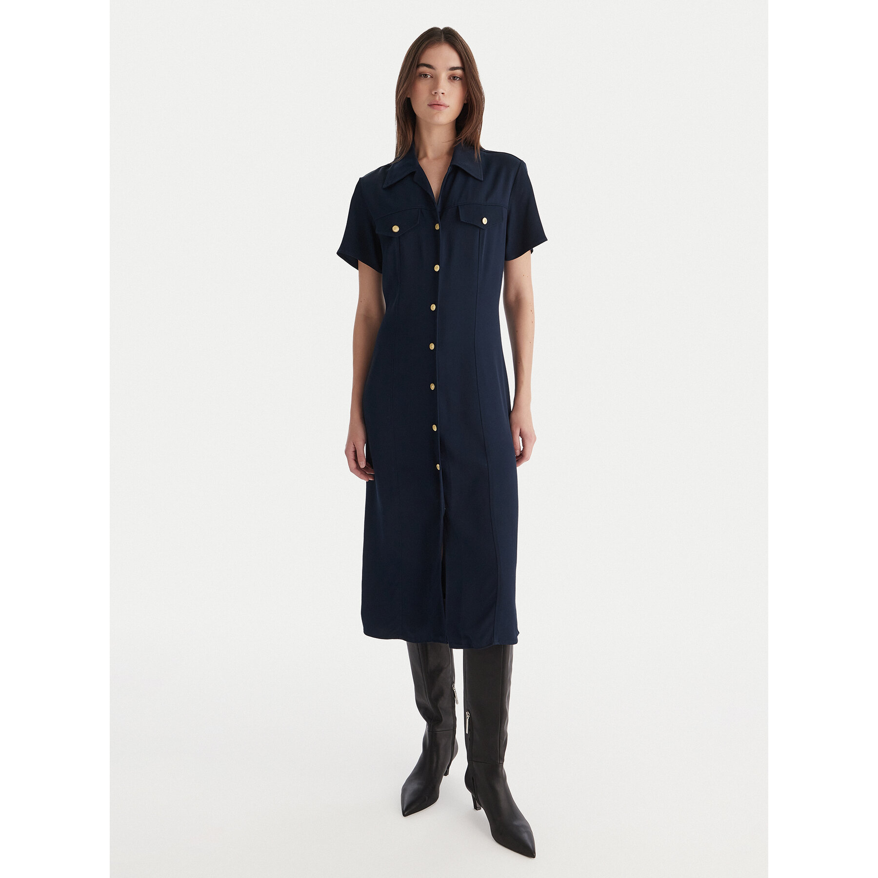 Tommy Hilfiger Sukienka koszulowa WW0WW45802 Granatowy Regular Fit
